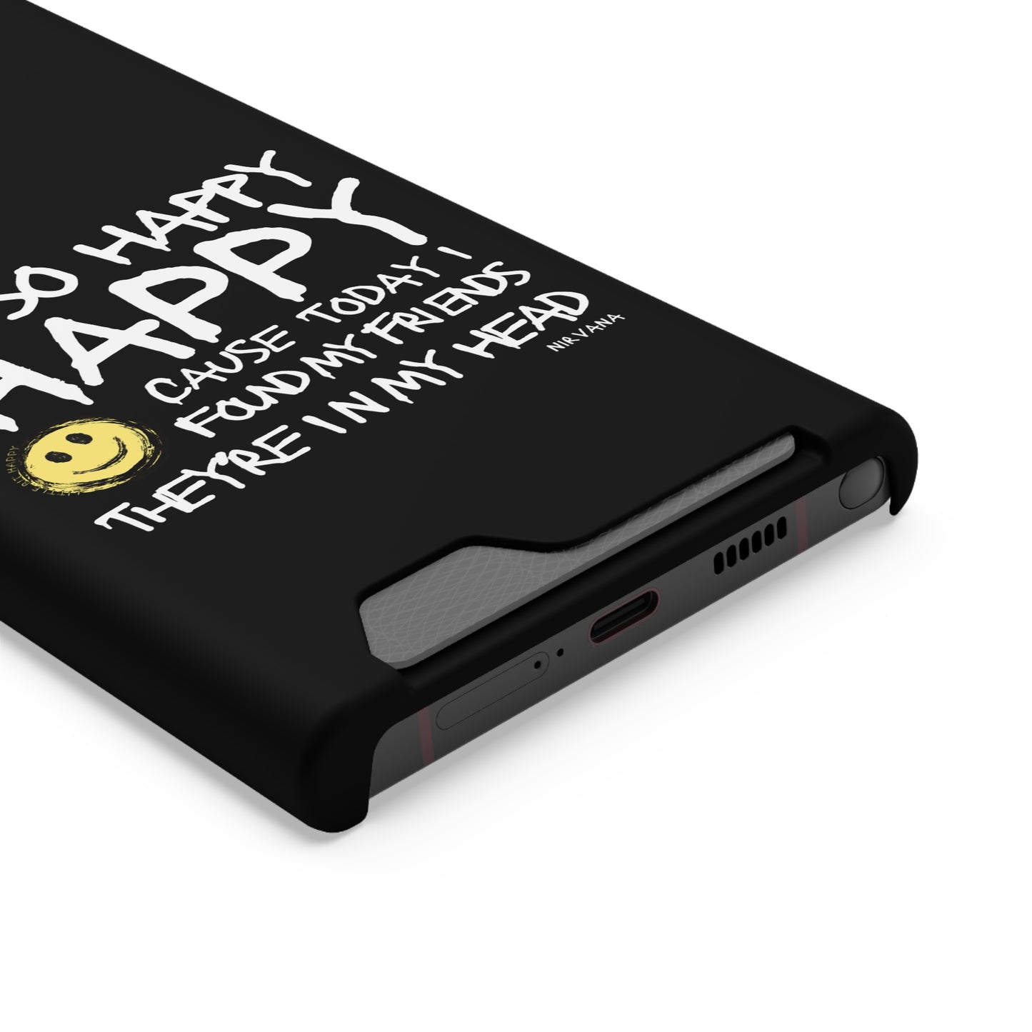 I'm So Happy Black Phone Case With Card Holder