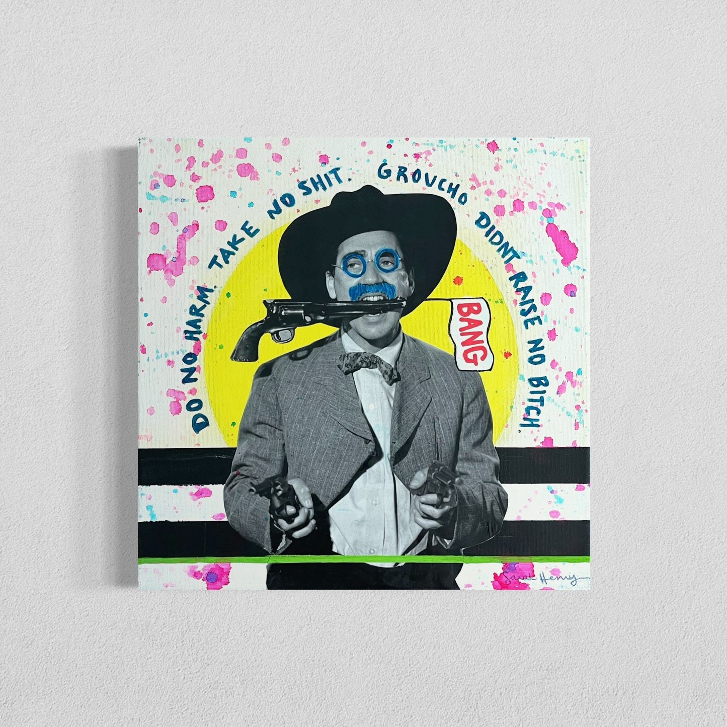 Groucho, 12"x12" Abstract Expressionist Painting