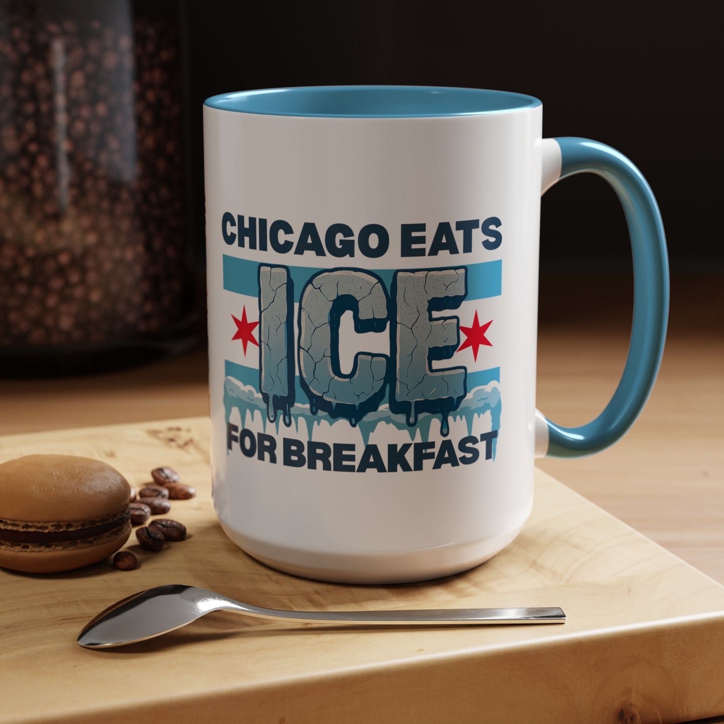 Chicago Eats Ice For Breakfast, Accent Coffee Mug (11, 15oz)