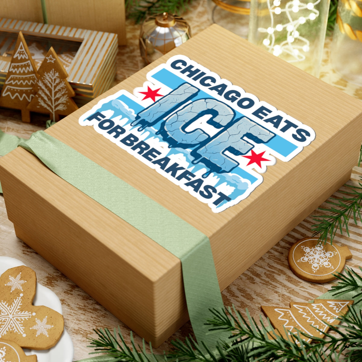 Chicago Eats Ice For Breakfast, Kiss-Cut Stickers (not waterproof)