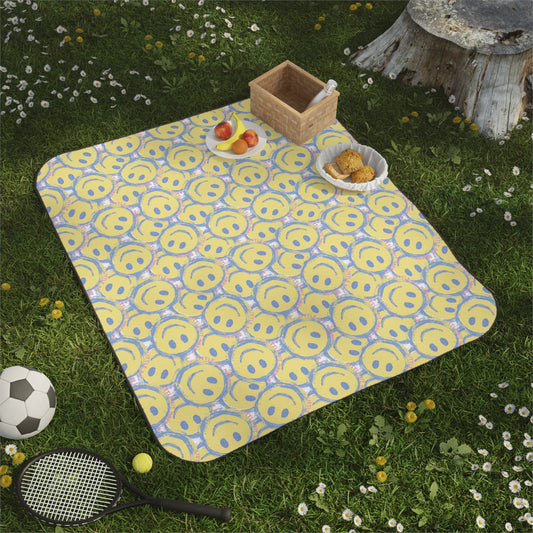 Little Bit Happy Picnic Blanket, Yellow and Pink