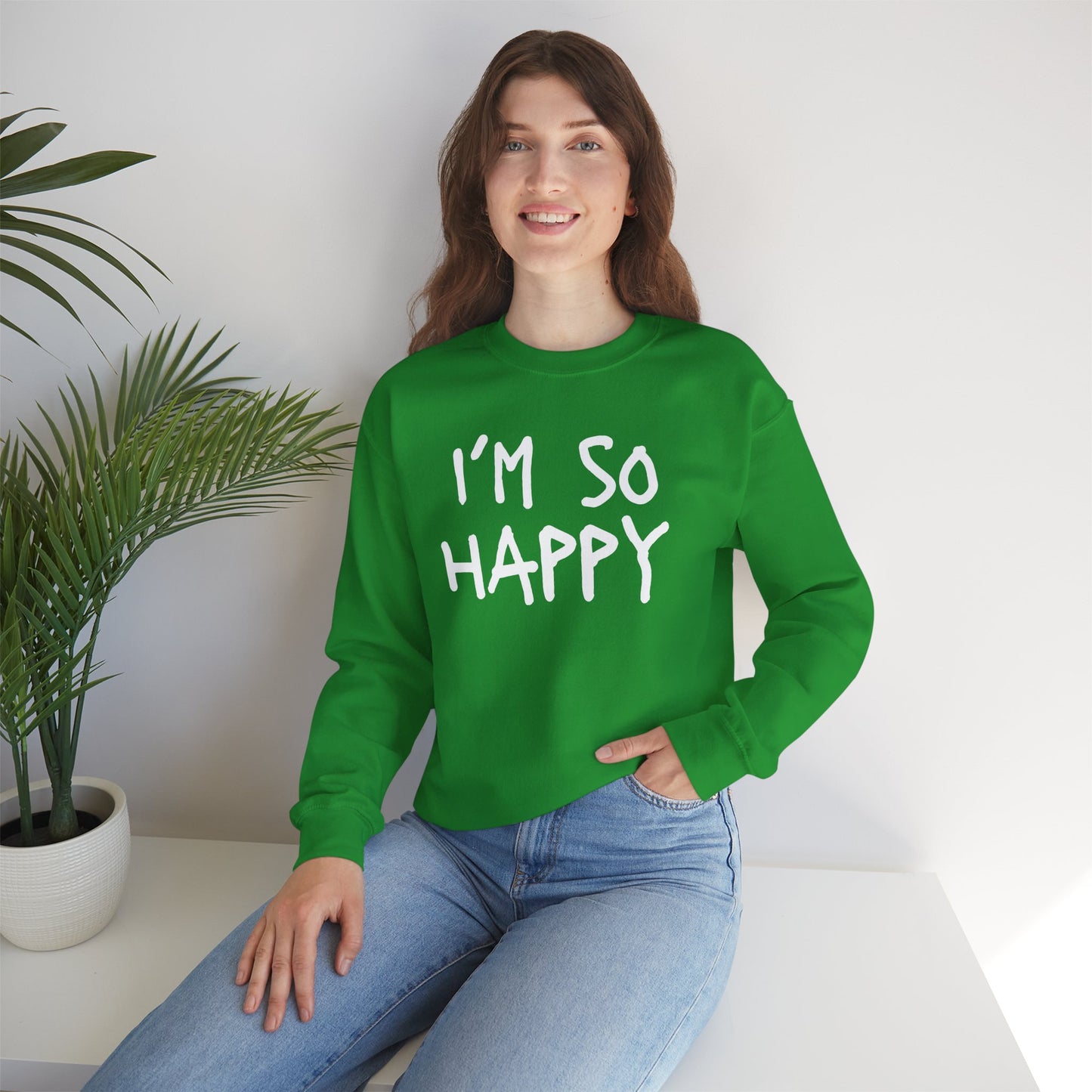 I''m So Happy S-5XL St Patrick's Day Special Unisex Heavy Blend™ Crewneck Sweatshirt