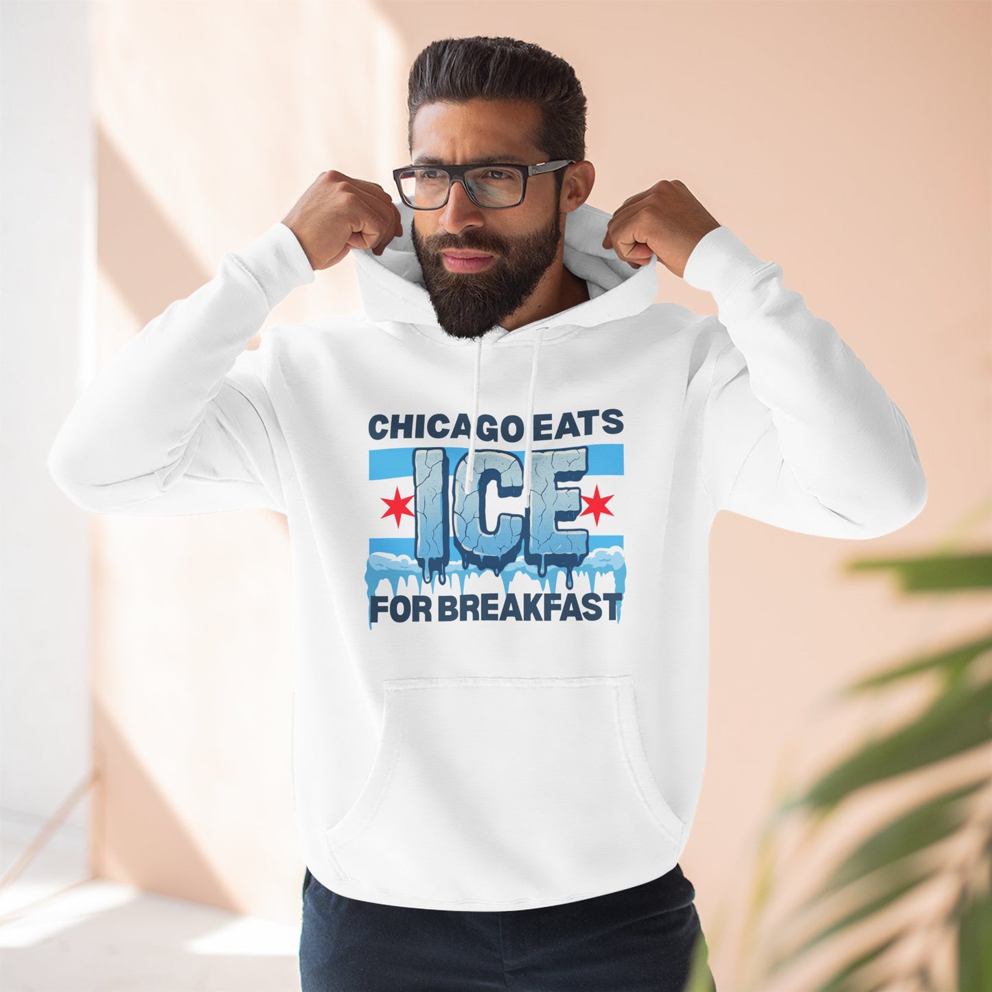 Chicago Eats Ice For Breakfast, Unisex Three-Panel Fleece Hoodie