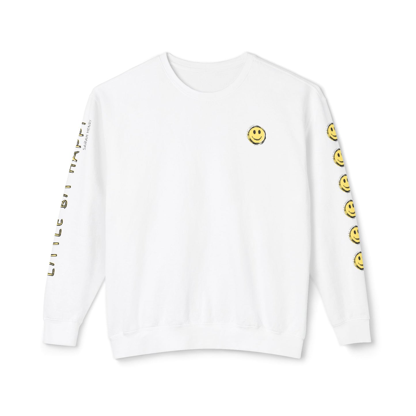 Little Bit Happy Unisex Crewneck Sweatshirt, Yellow Black Smiley