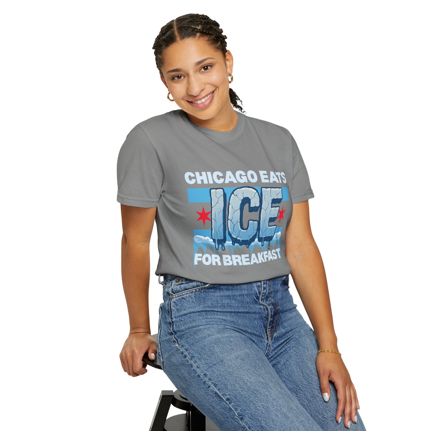 Chicago Protests Trump Ice Raids: Chicago Eats Ice For Breakfast, Unisex Comfort Colors Garment-Dyed T-shirt