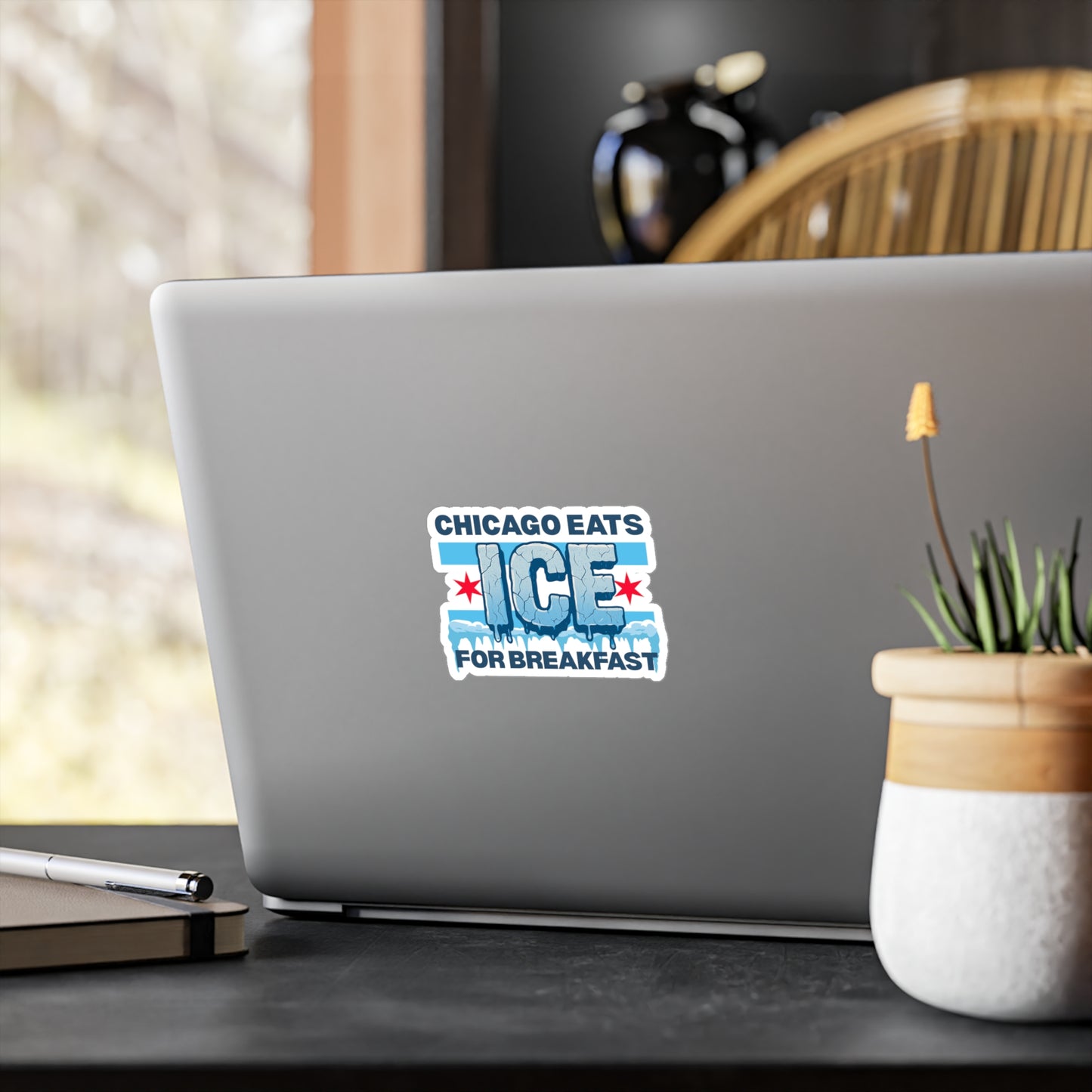 Chicago Eats Ice For Breakfast, Kiss-Cut Vinyl Decals (waterproof)