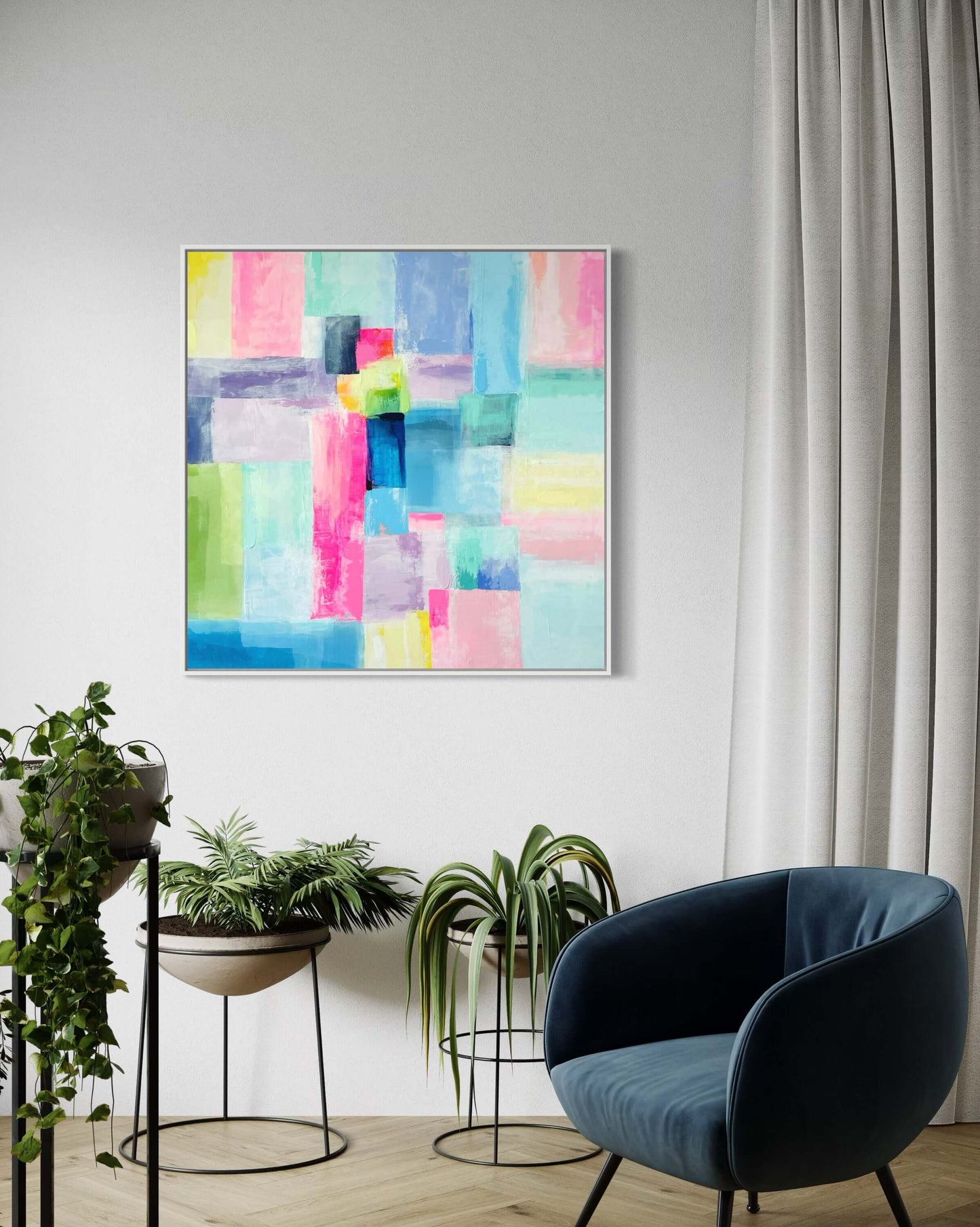 Jelly Donut, 36"x36" Original Abstract Preppy Painting