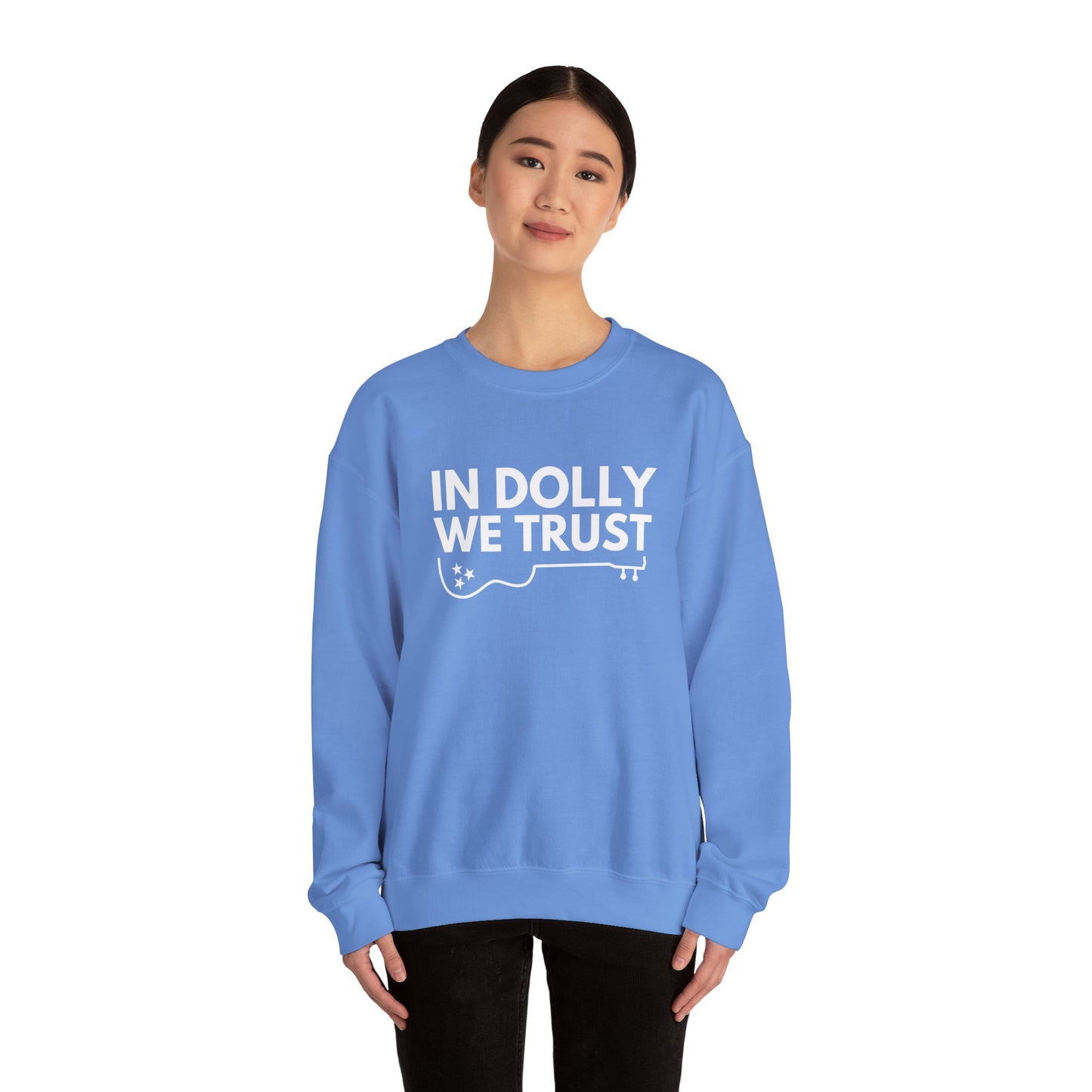 In Dolly We Trust, Unisex Heavy Blend™ Crewneck Sweatshirt