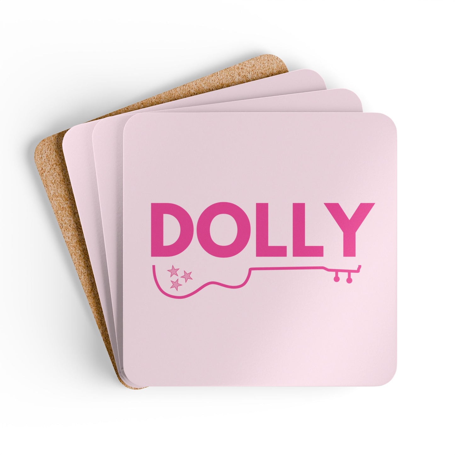 Dolly Corkwood Coaster Set, Pink on Pink