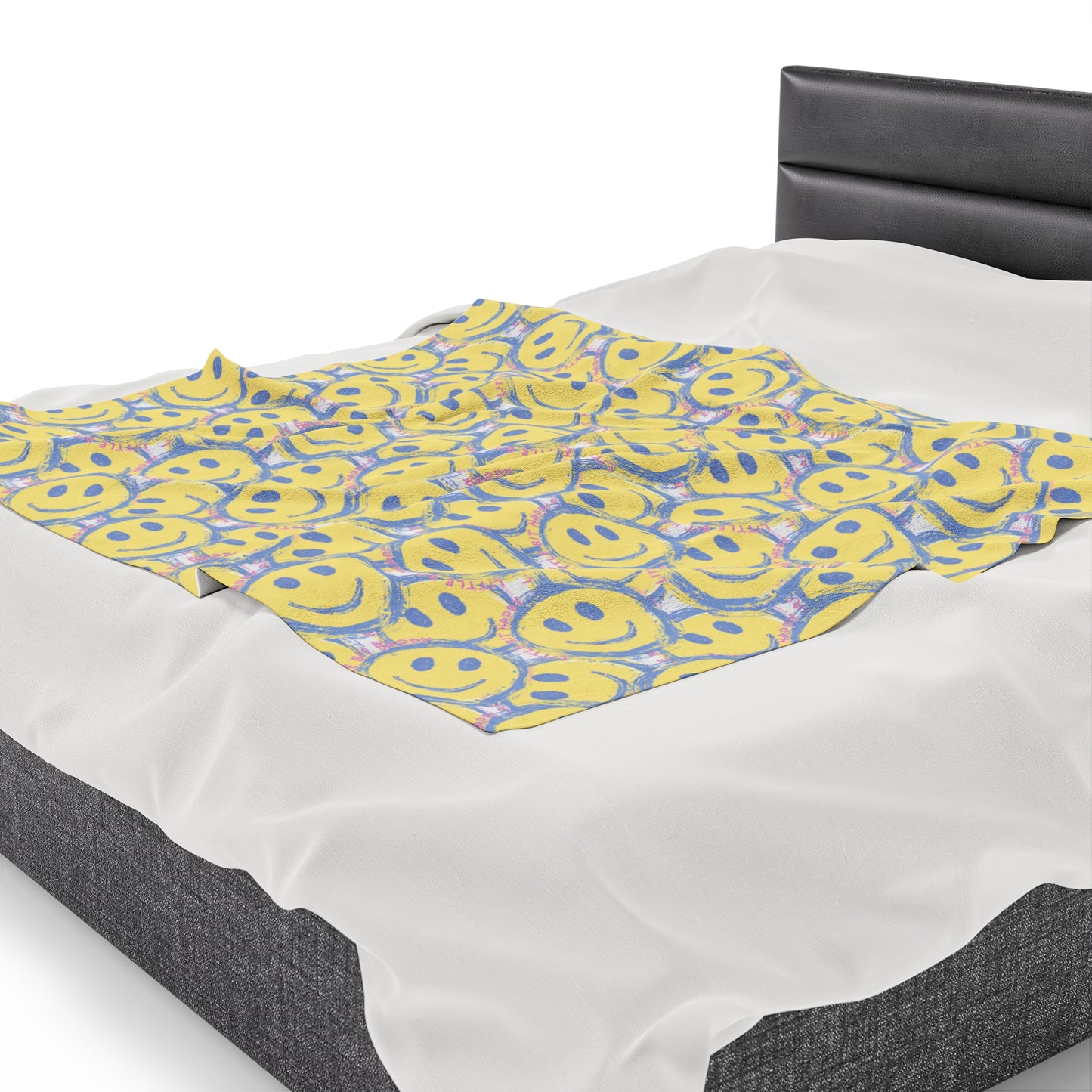 Little Bit Happy Velveteen Plush Blanket, 3 Sizes