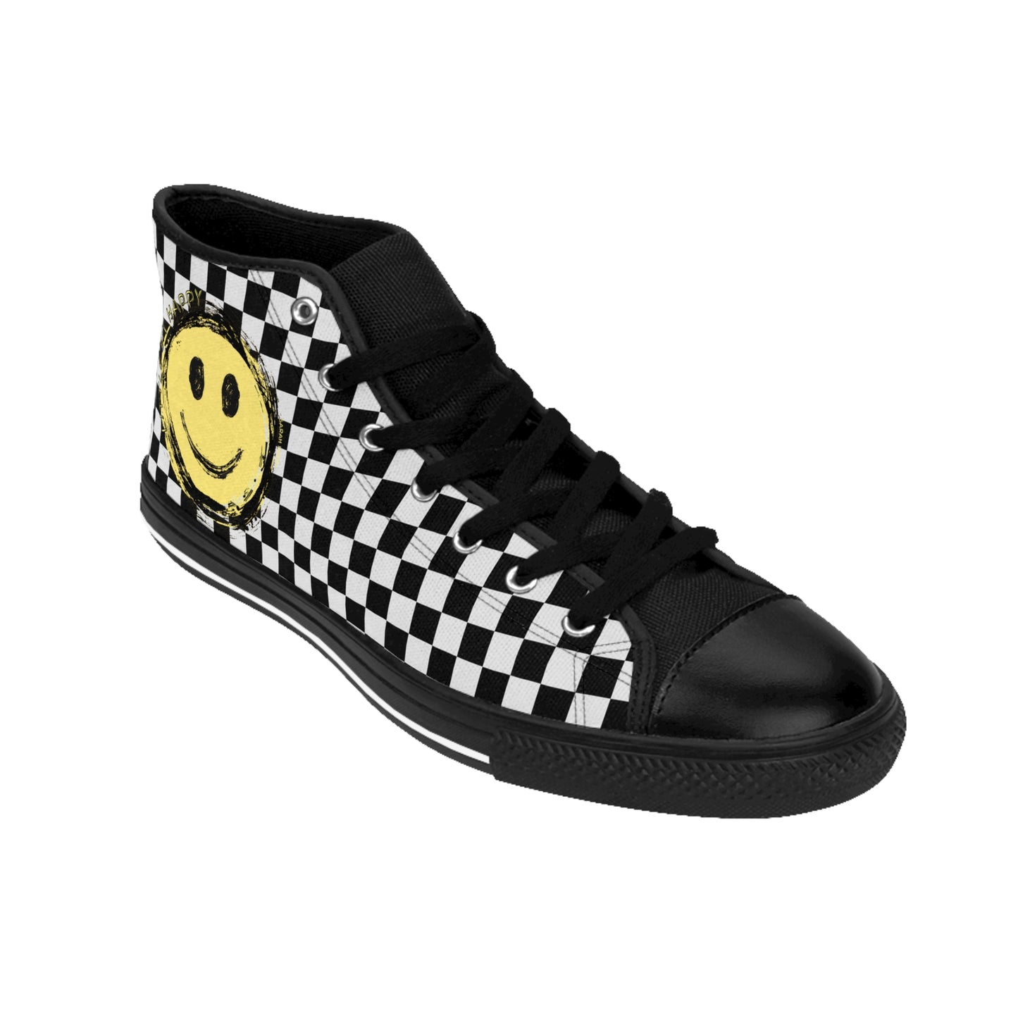 Men's Checkered Little Bit Happy Smiley Classic Sneakers