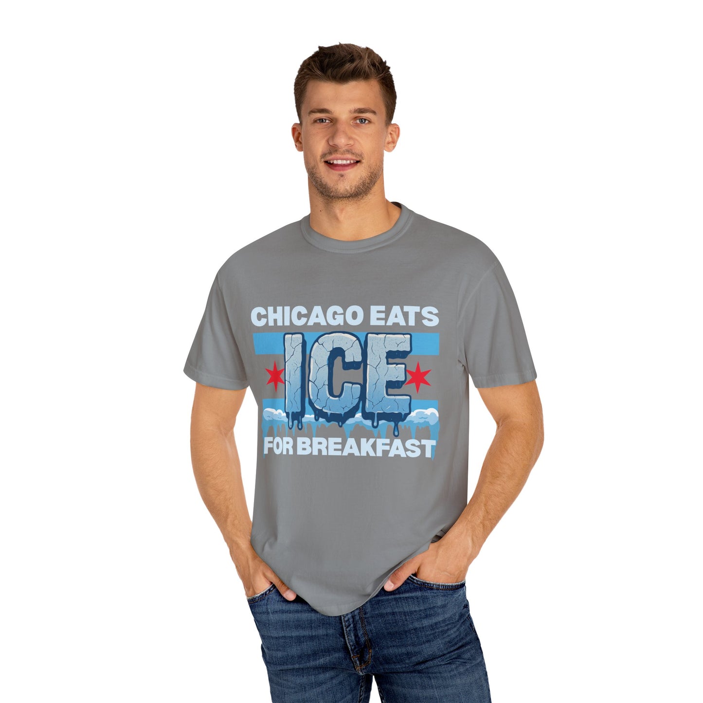 Chicago Protests Trump Ice Raids: Chicago Eats Ice For Breakfast, Unisex Comfort Colors Garment-Dyed T-shirt