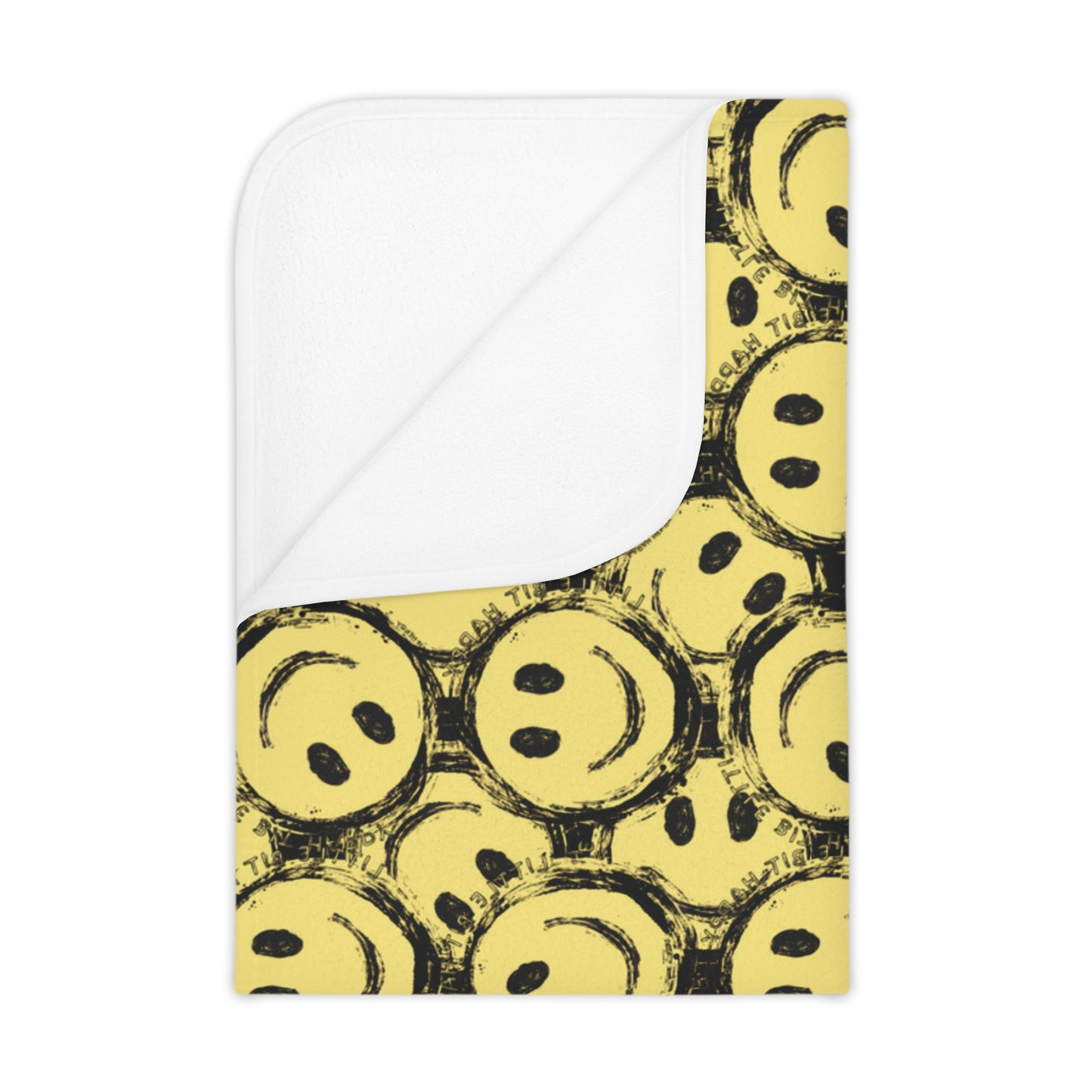 Little Bit Happy Toddler Blanket, Yellow + Black Smiley