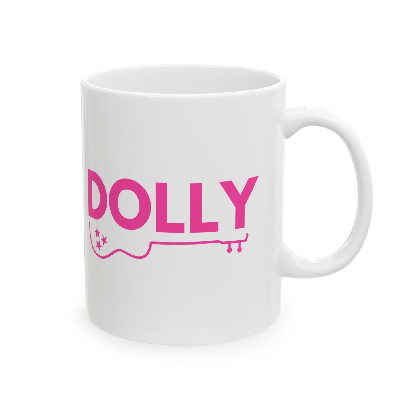 Dolly Ceramic Mug, Hot Pink Letters