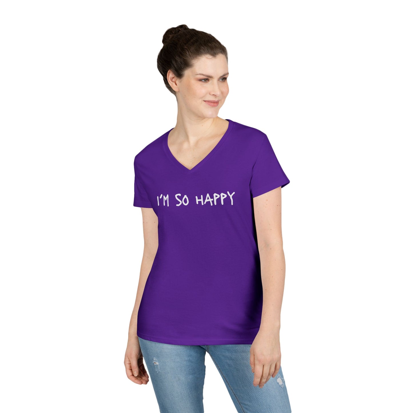 I'm So Happy, Ladies' V-Neck T-Shirt