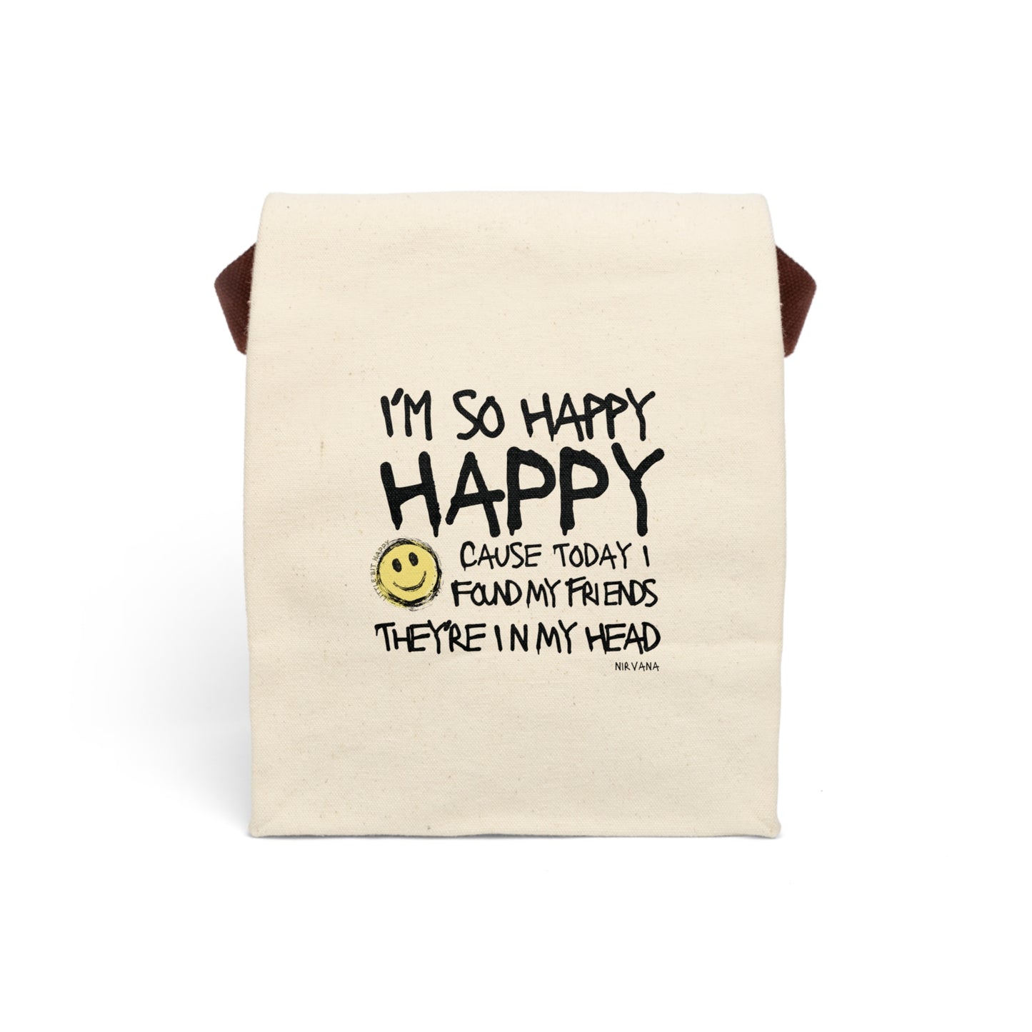 I'm So Happy Canvas Lunch Bag With Strap