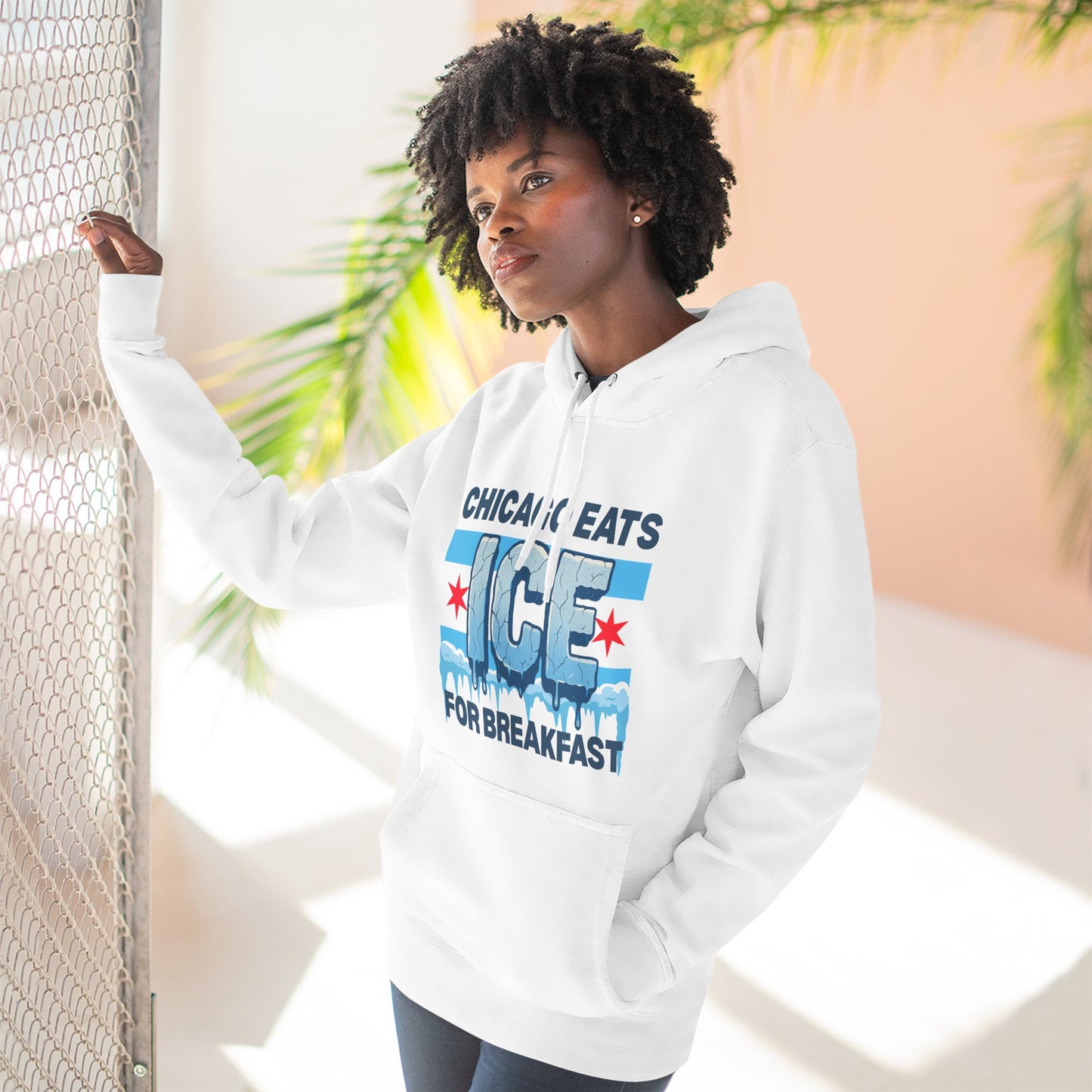 Chicago Eats Ice For Breakfast, Unisex Three-Panel Fleece Hoodie