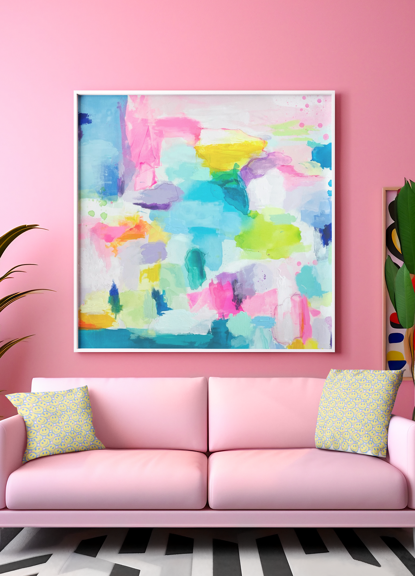 Little Bit Happy Spun Polyester Square Pillow (16", 18", 20")