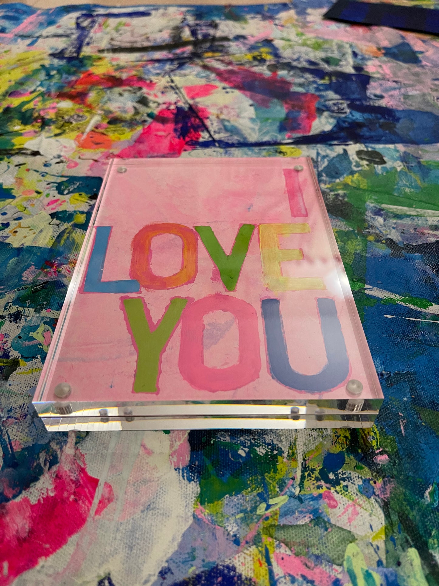 Acrylic Block Art 5"x7", Hand Painted Abstract Art In Acrylic Frames