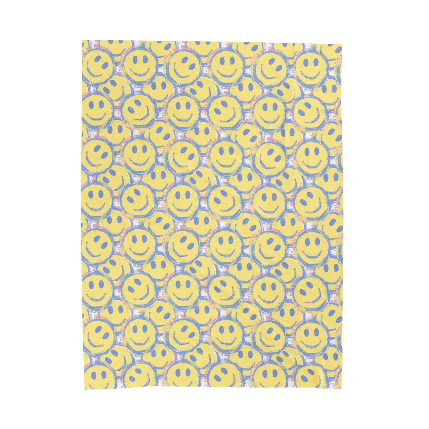 Little Bit Happy Velveteen Plush Blanket, 3 Sizes
