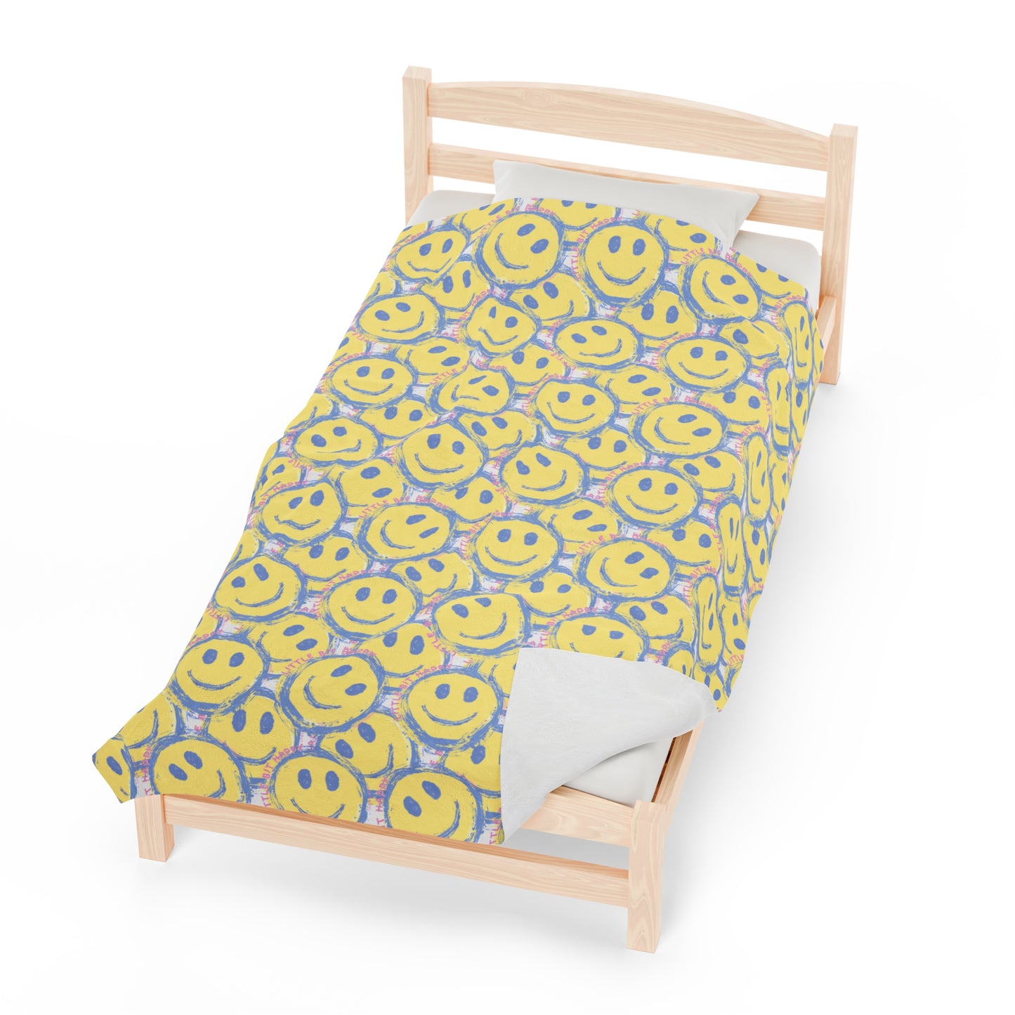 Little Bit Happy Velveteen Plush Blanket, 3 Sizes