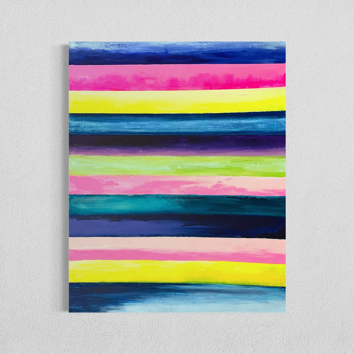 Fruit Stripes, 24"x30" original abstract painting, vibrant happy art