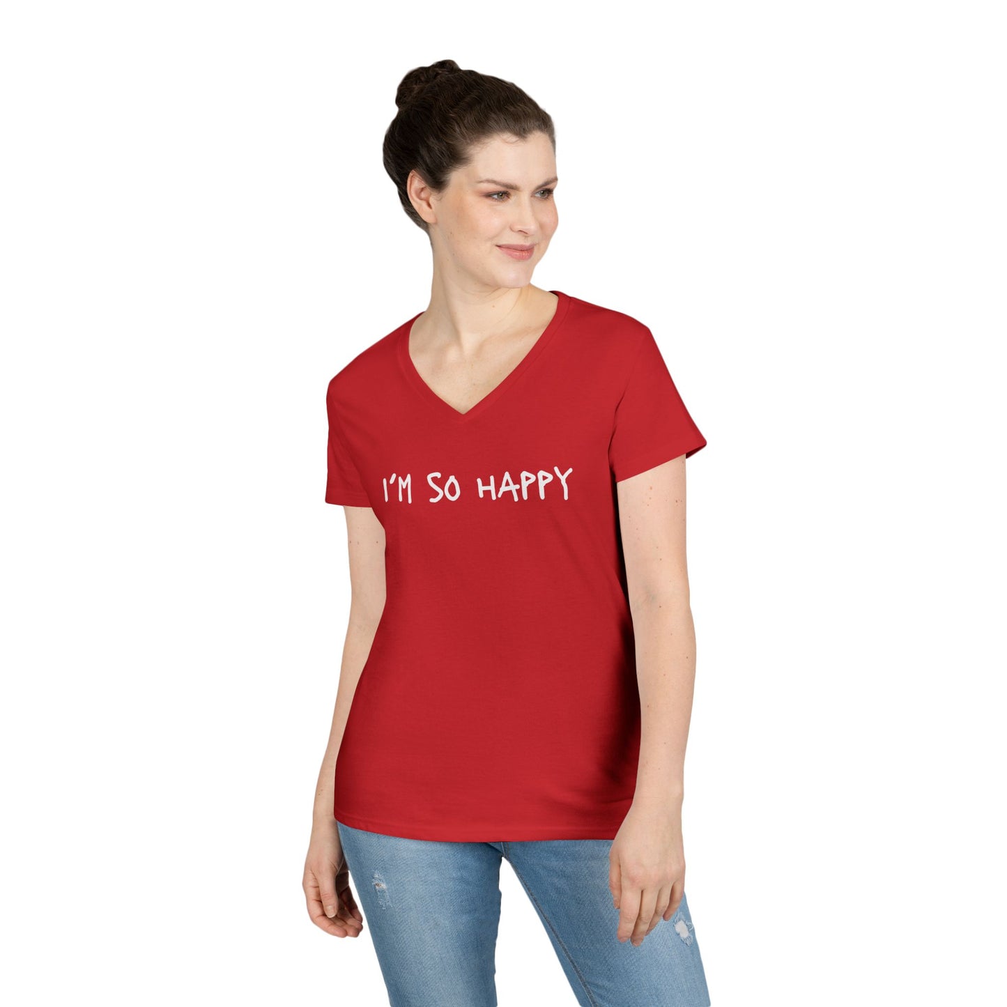 I'm So Happy, Ladies' V-Neck T-Shirt