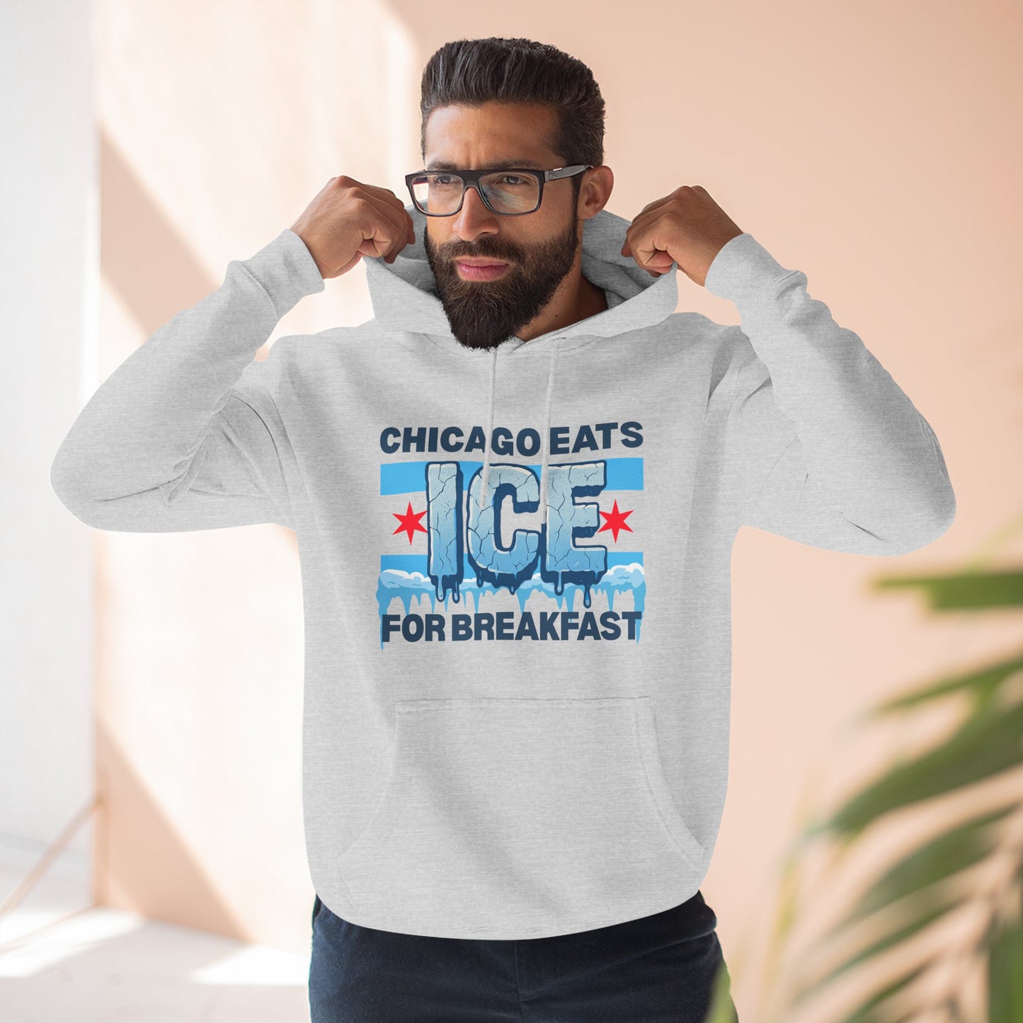 Chicago Eats Ice For Breakfast, Unisex Three-Panel Fleece Hoodie