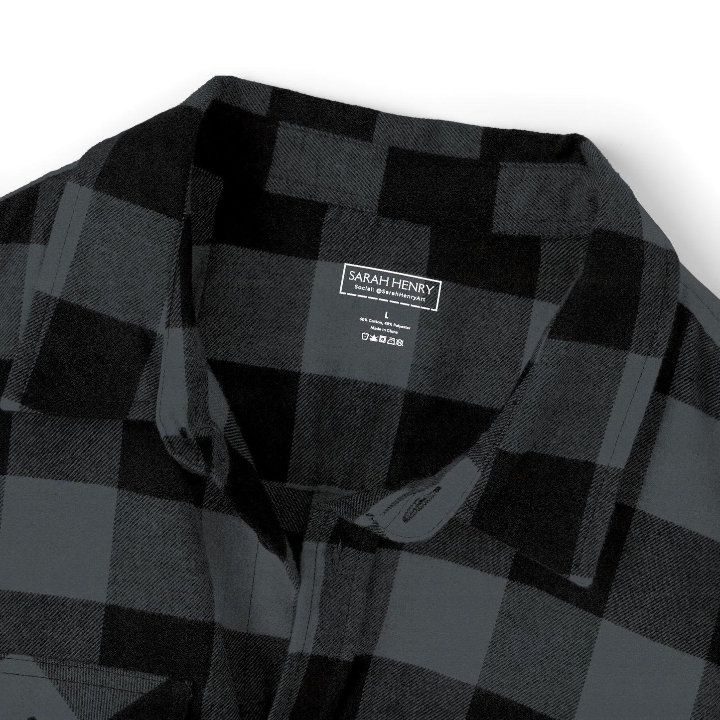 Kali Unisex Flannel Shirt – Bold Tiger Graphic on Black Buffalo Plaid
