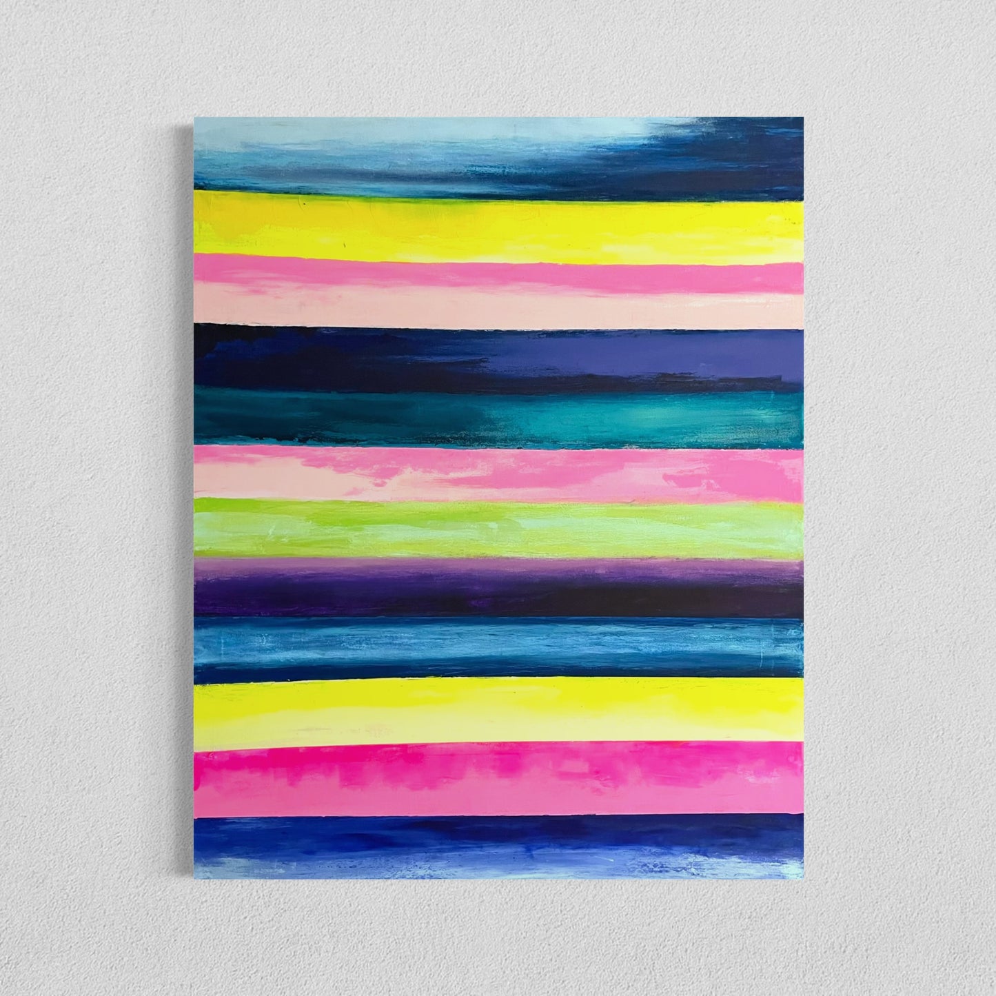Fruit Stripes, 24"x30" original abstract painting, vibrant happy art