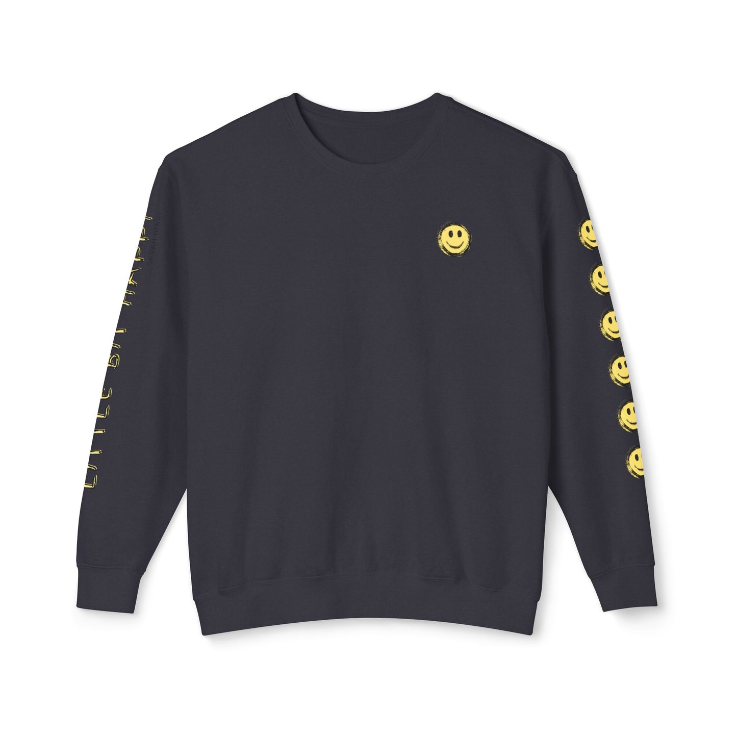 Little Bit Happy Unisex Crewneck Sweatshirt, Yellow Black Smiley