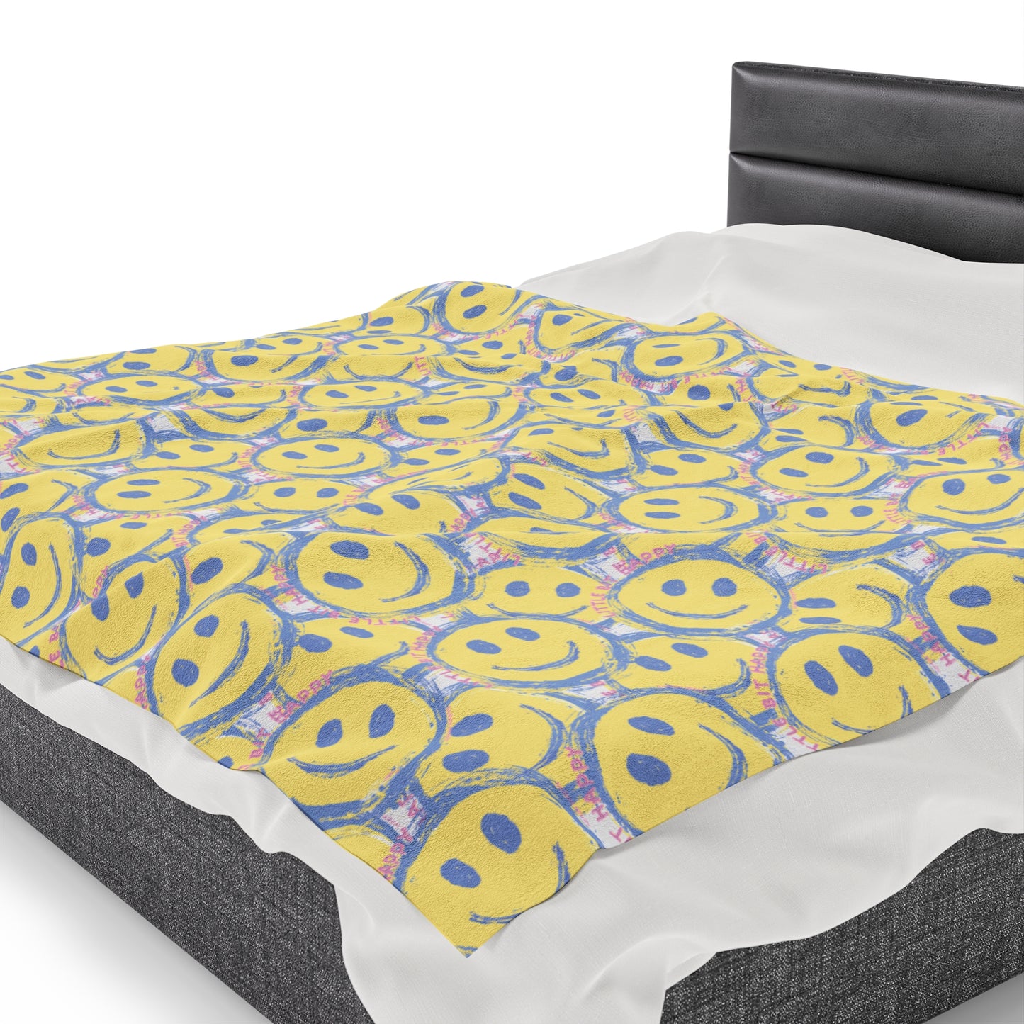 Little Bit Happy Velveteen Plush Blanket, 3 Sizes