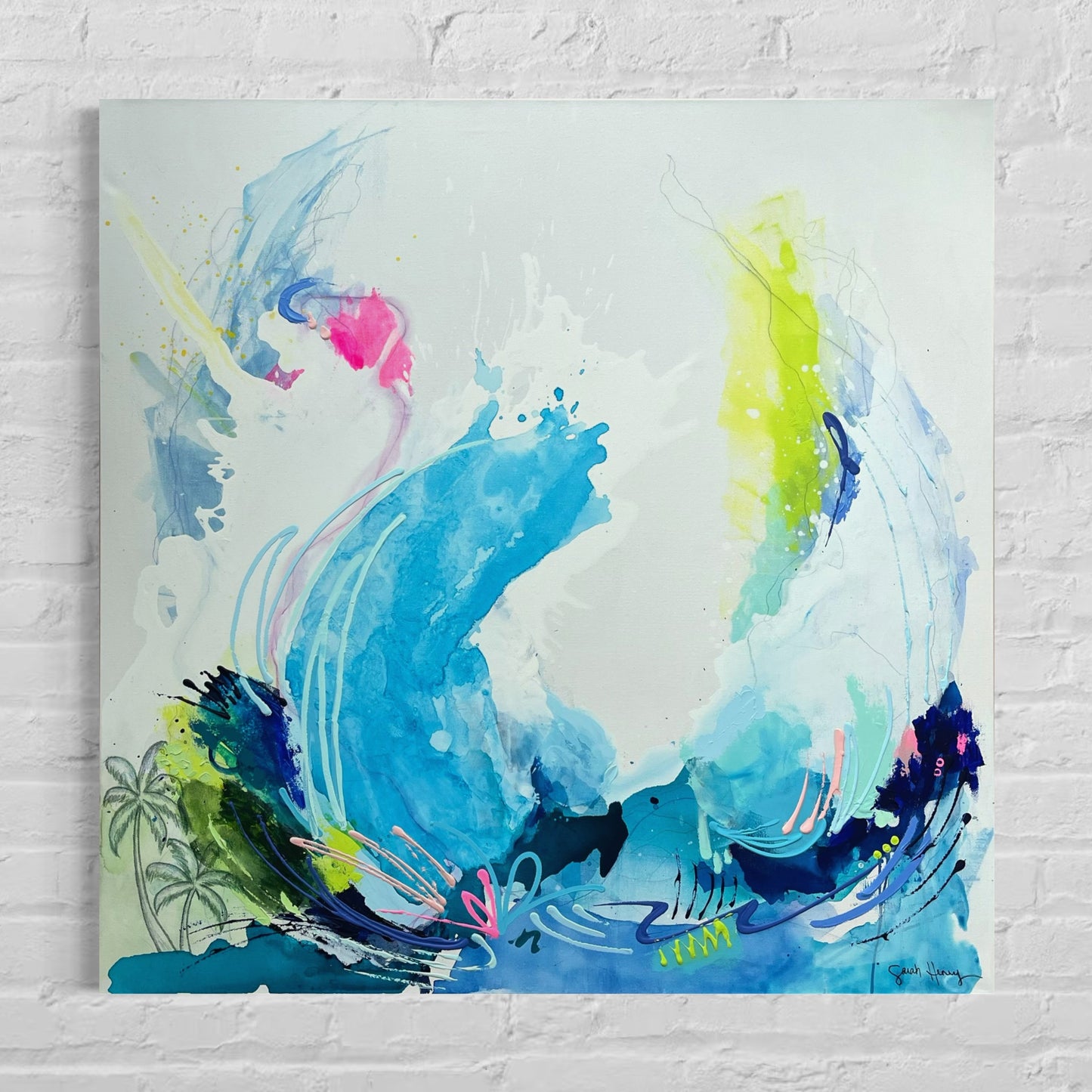 The Idea of You, 36"x36" Original Abstract Tropical Painting
