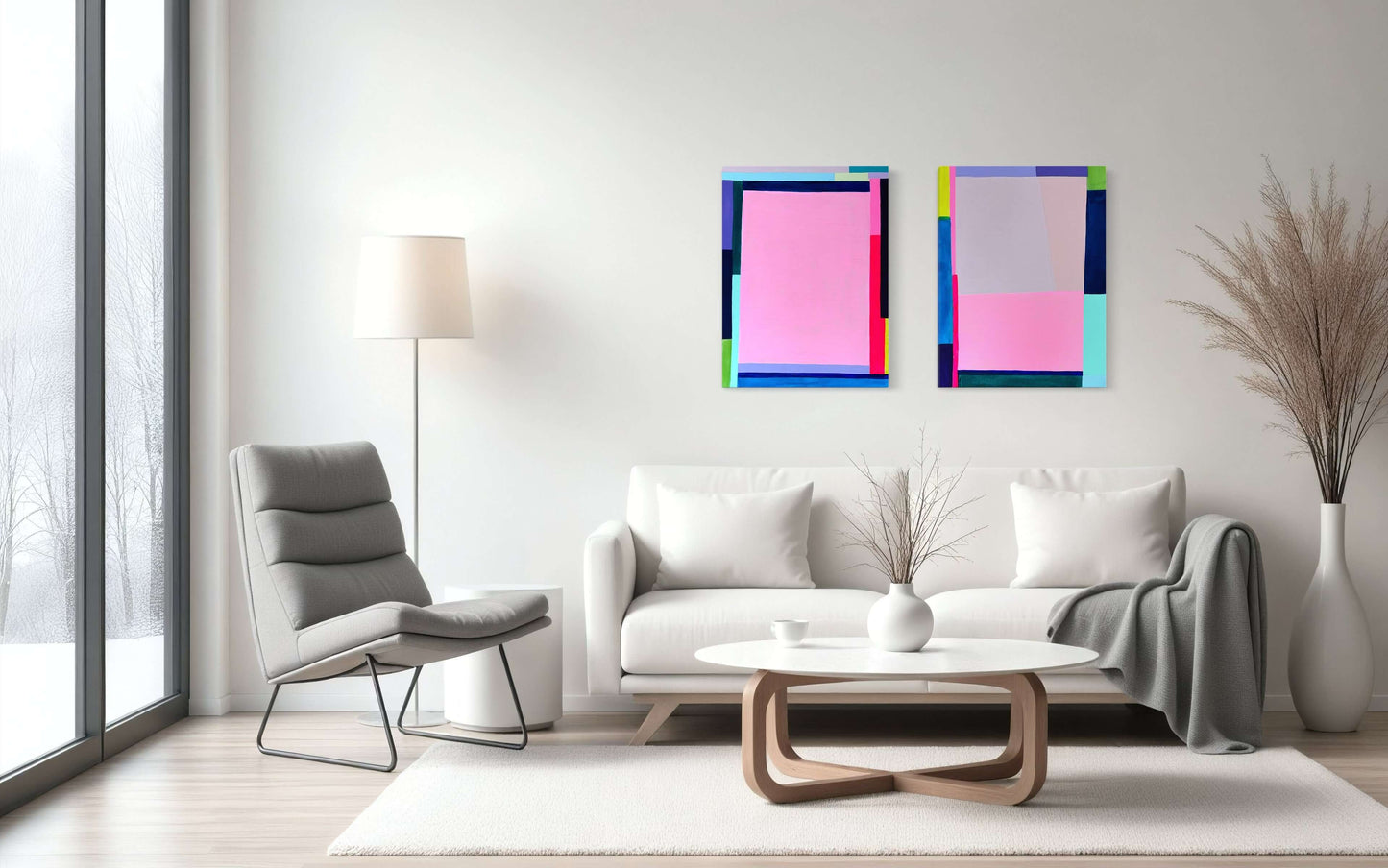Modern Mondrian, 18"x24" Diptych