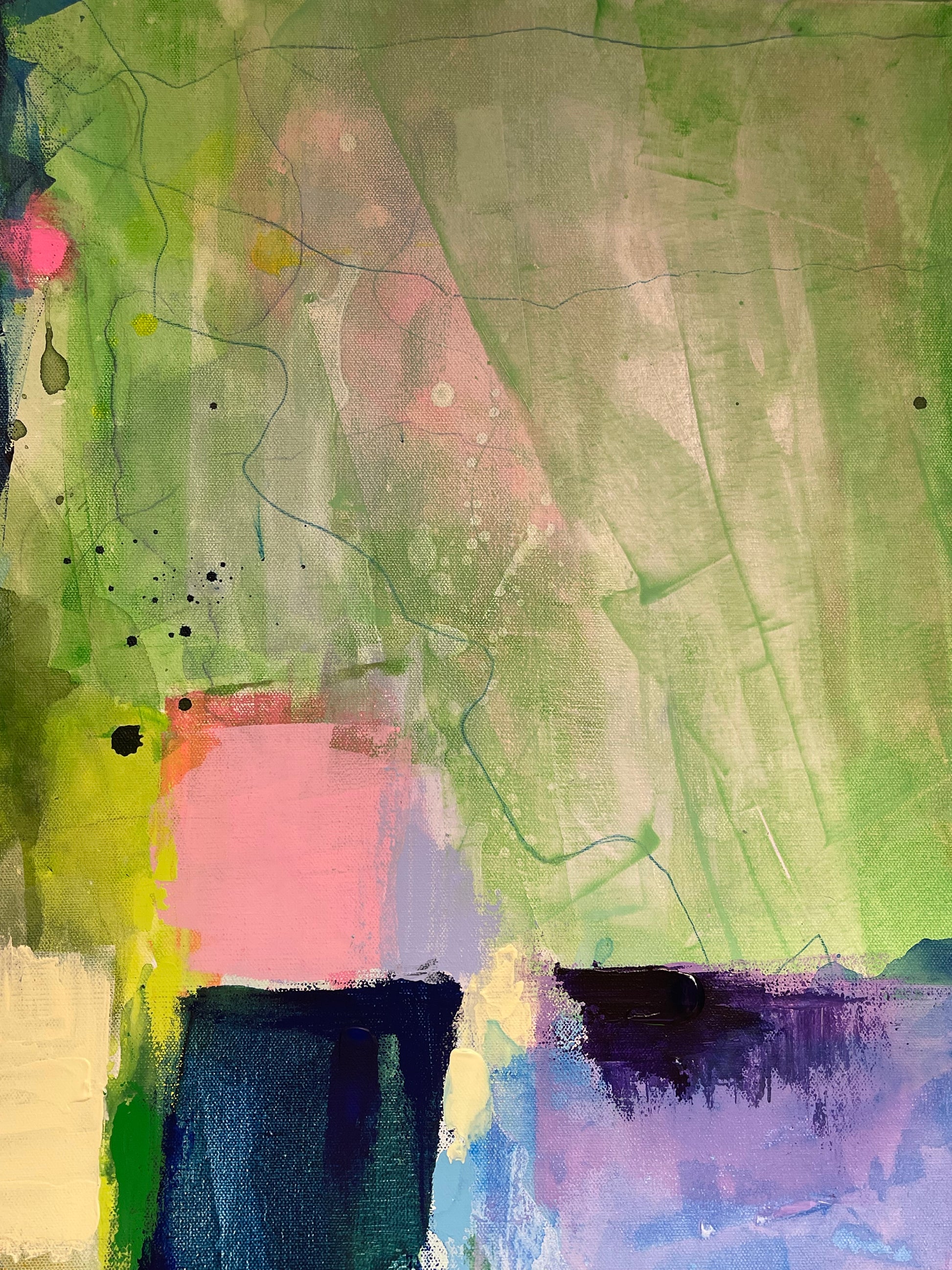 Abstract painting with a mix of colors on a textured surface