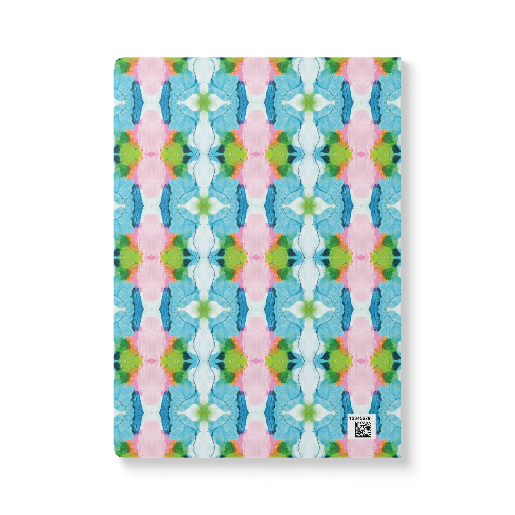 Softcover journal with colorful abstract design, perfect for note-taking in grand millennial style using original abstract art titled Blossom by Sarah Henry