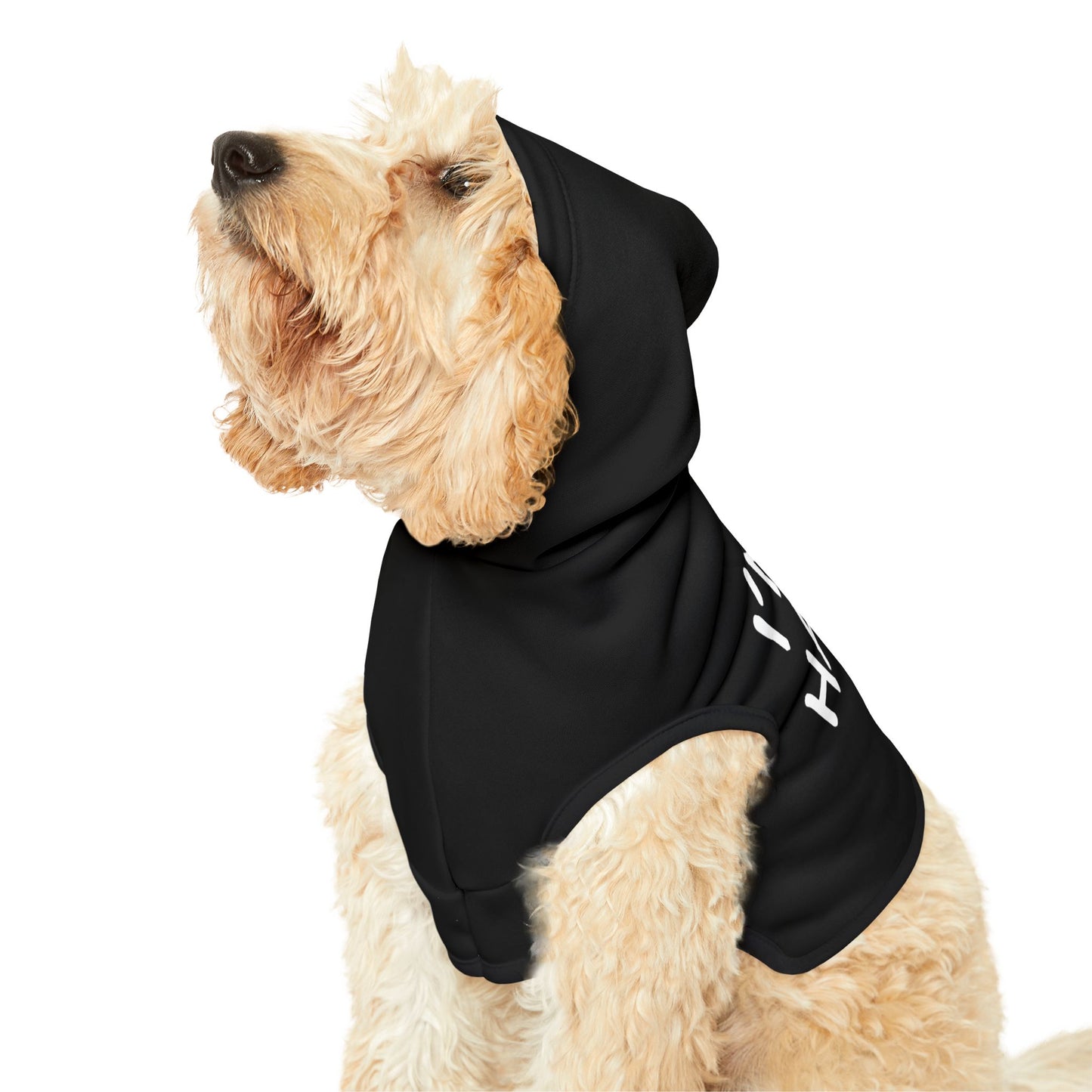 I'm So Happy Pet Hoodie, Black and White