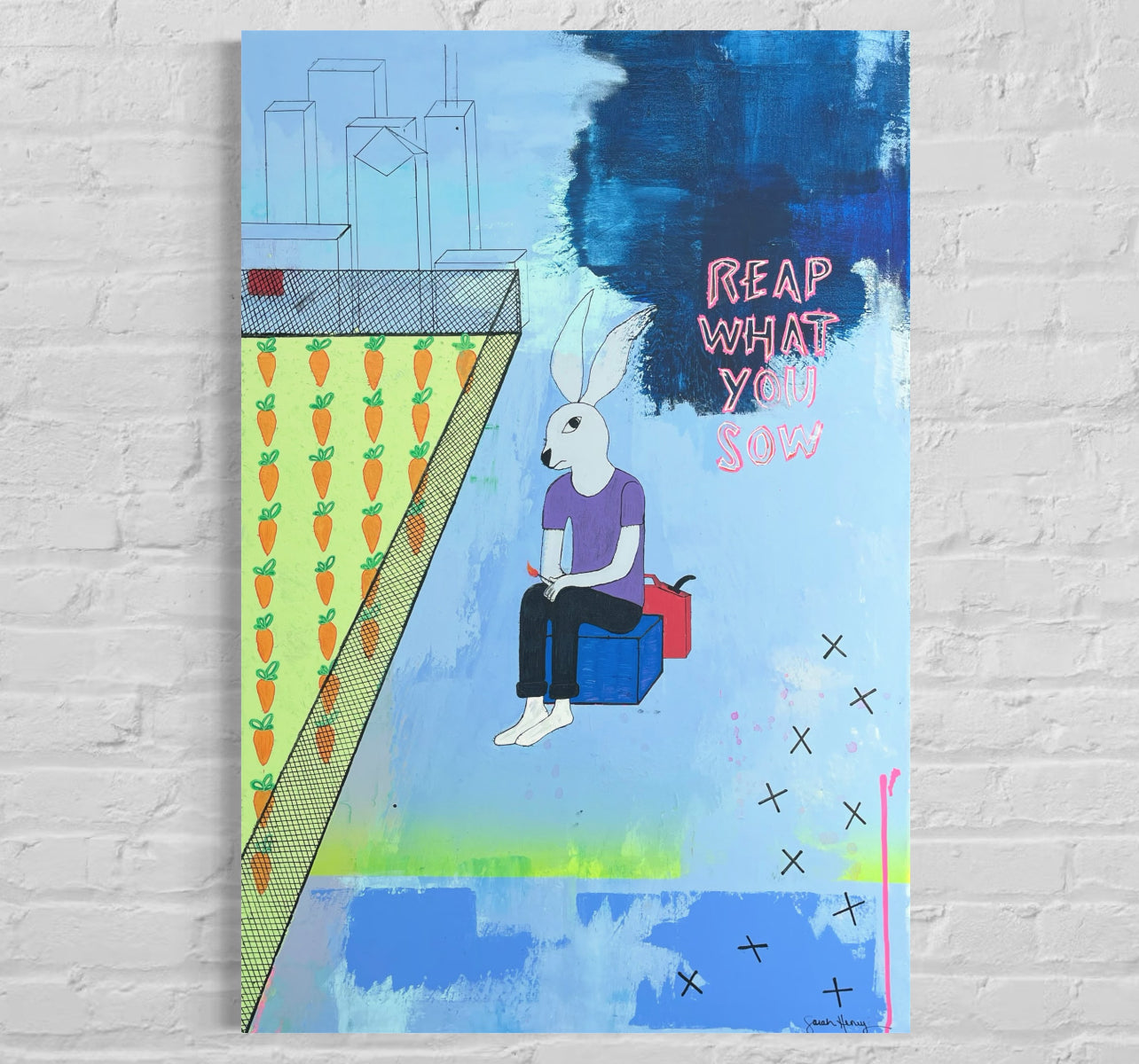 Famine Amid Excess, 24"x36" Original Abstract Expressionist Painting