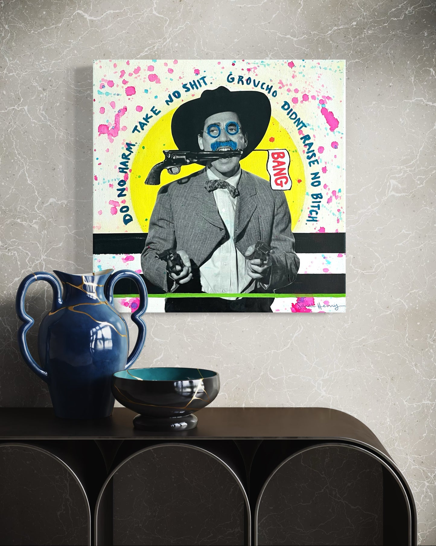 Groucho, 12"x12" Abstract Expressionist Painting