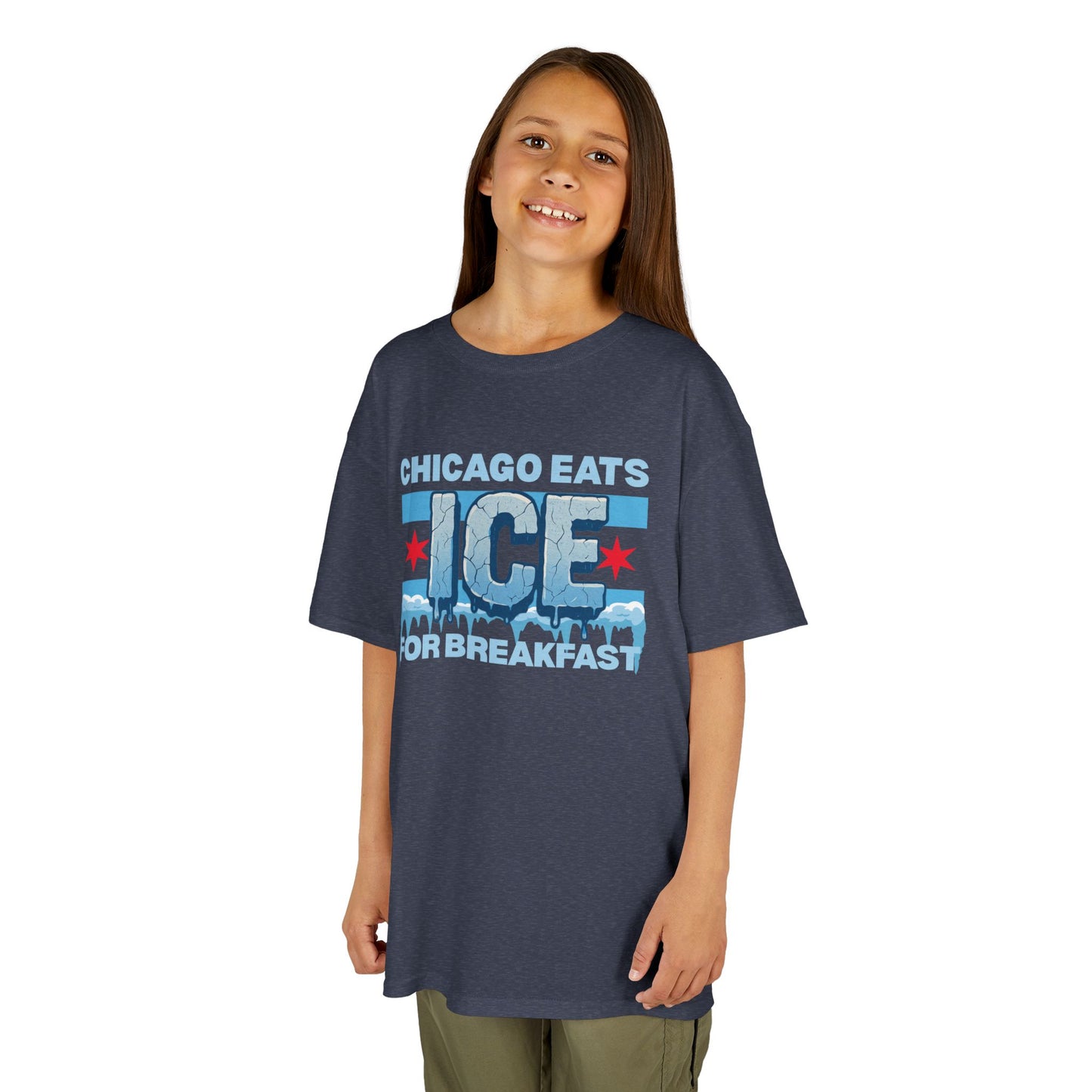 Chicago Eats Ice For Breakfast, Unisex Kids Heavy Cotton™ Tee