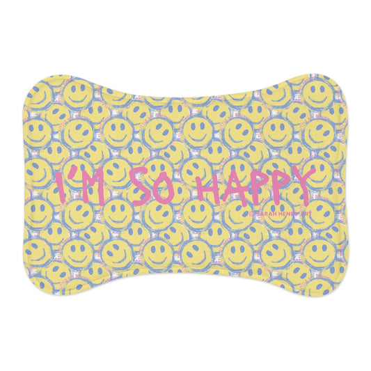 I'm So Happy Pet Feeding Mats, Yellow + Pink