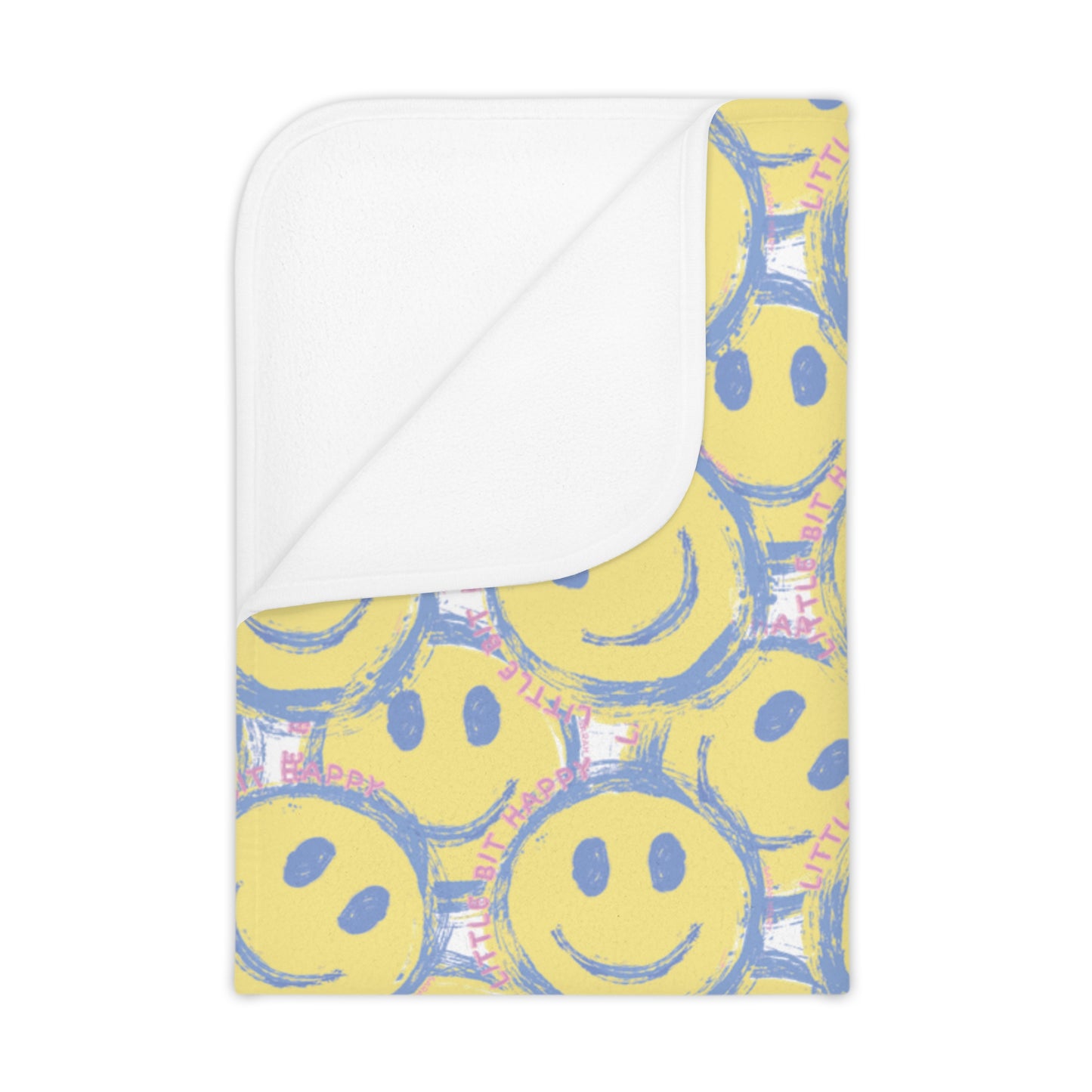 Little Bit Happy Toddler Blanket, Yellow + Pink Smiley