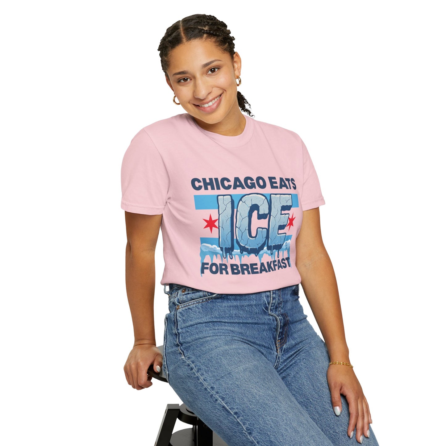 Chicago Protests Trump Ice Raids: Chicago Eats Ice For Breakfast, Unisex Comfort Colors Garment-Dyed T-shirt