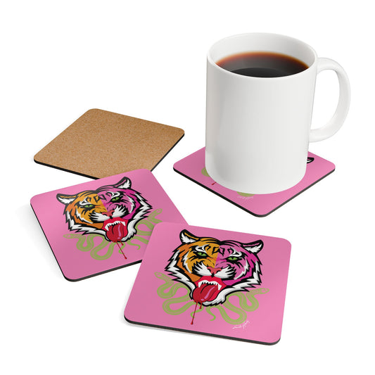 Kali Corkwood Coaster Set, Pink