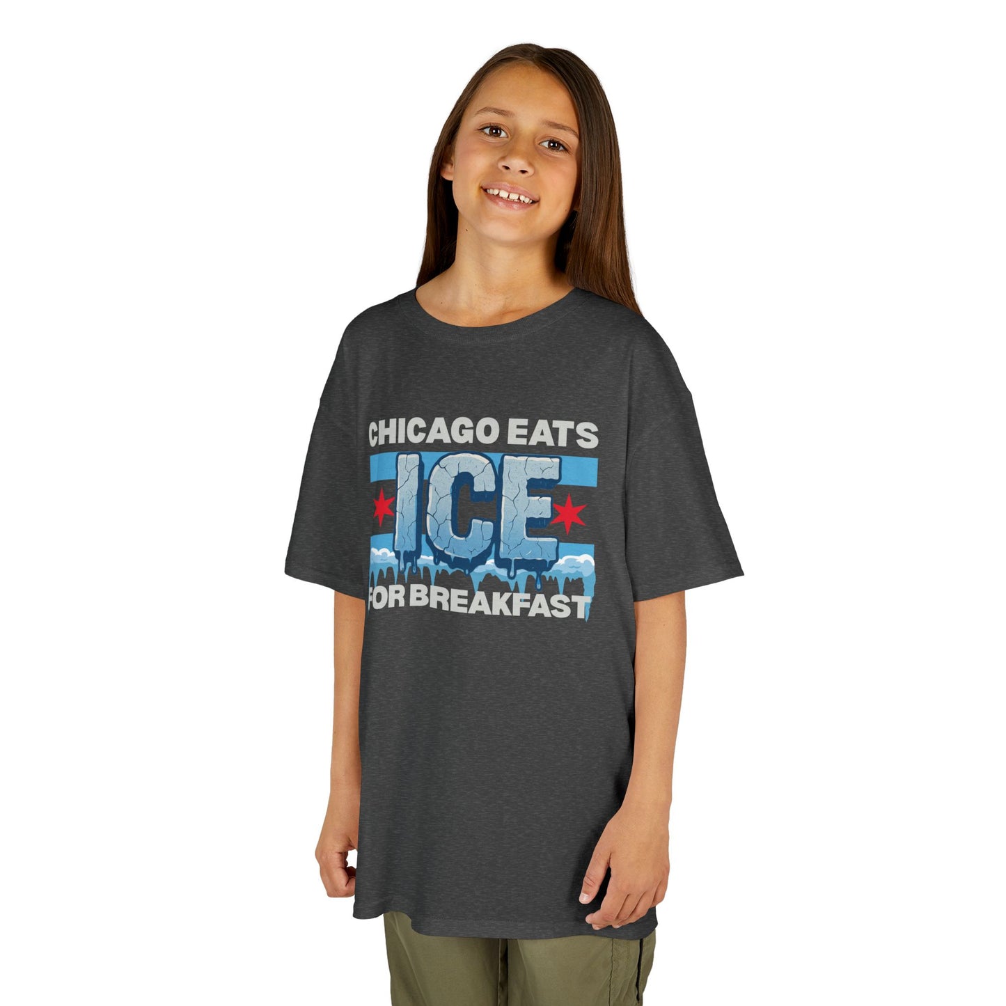 Chicago Eats Ice For Breakfast, Unisex Kids Heavy Cotton™ Tee