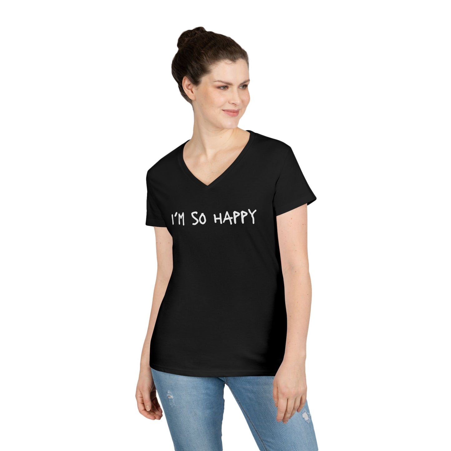 I'm So Happy, Ladies' V-Neck T-Shirt