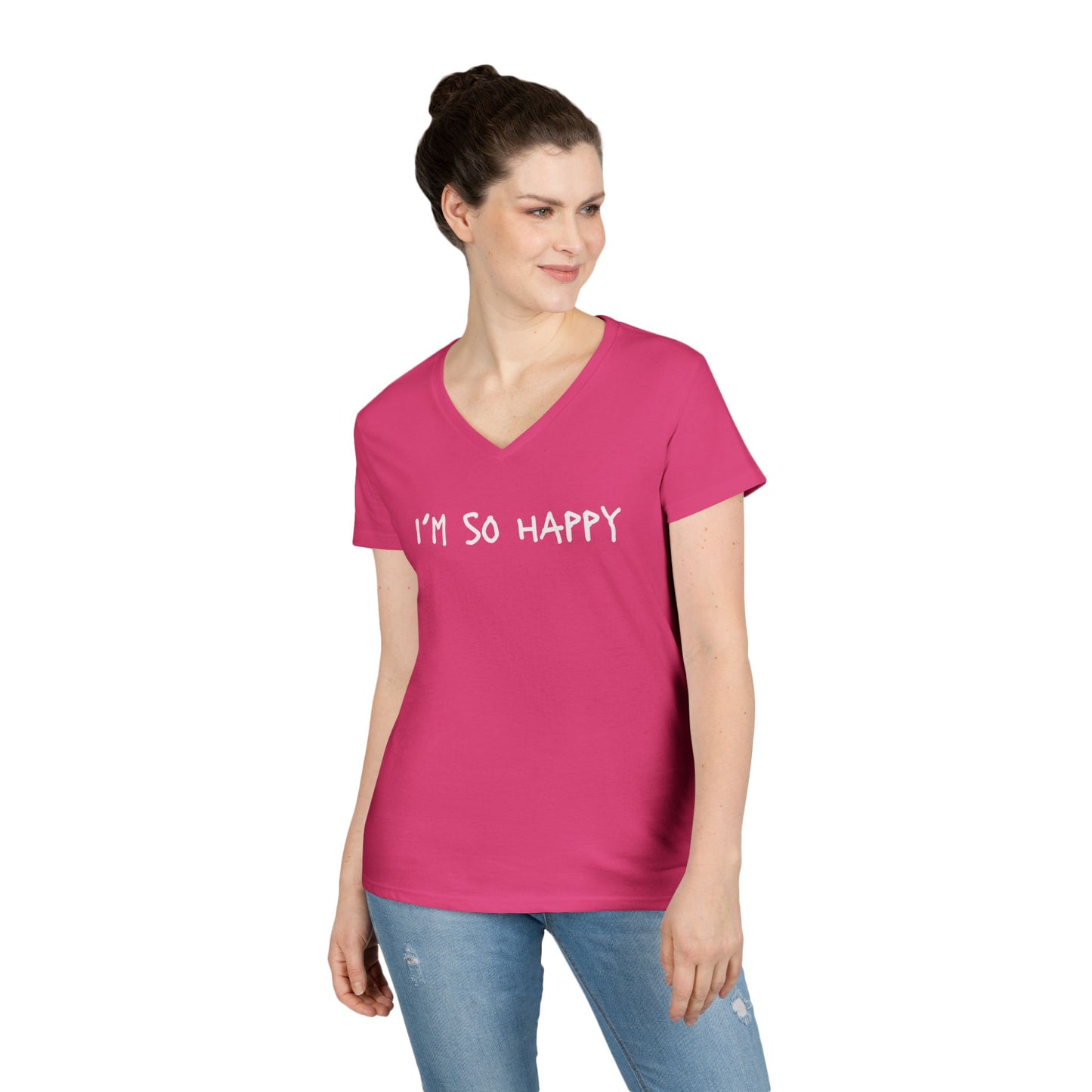 I'm So Happy, Ladies' V-Neck T-Shirt