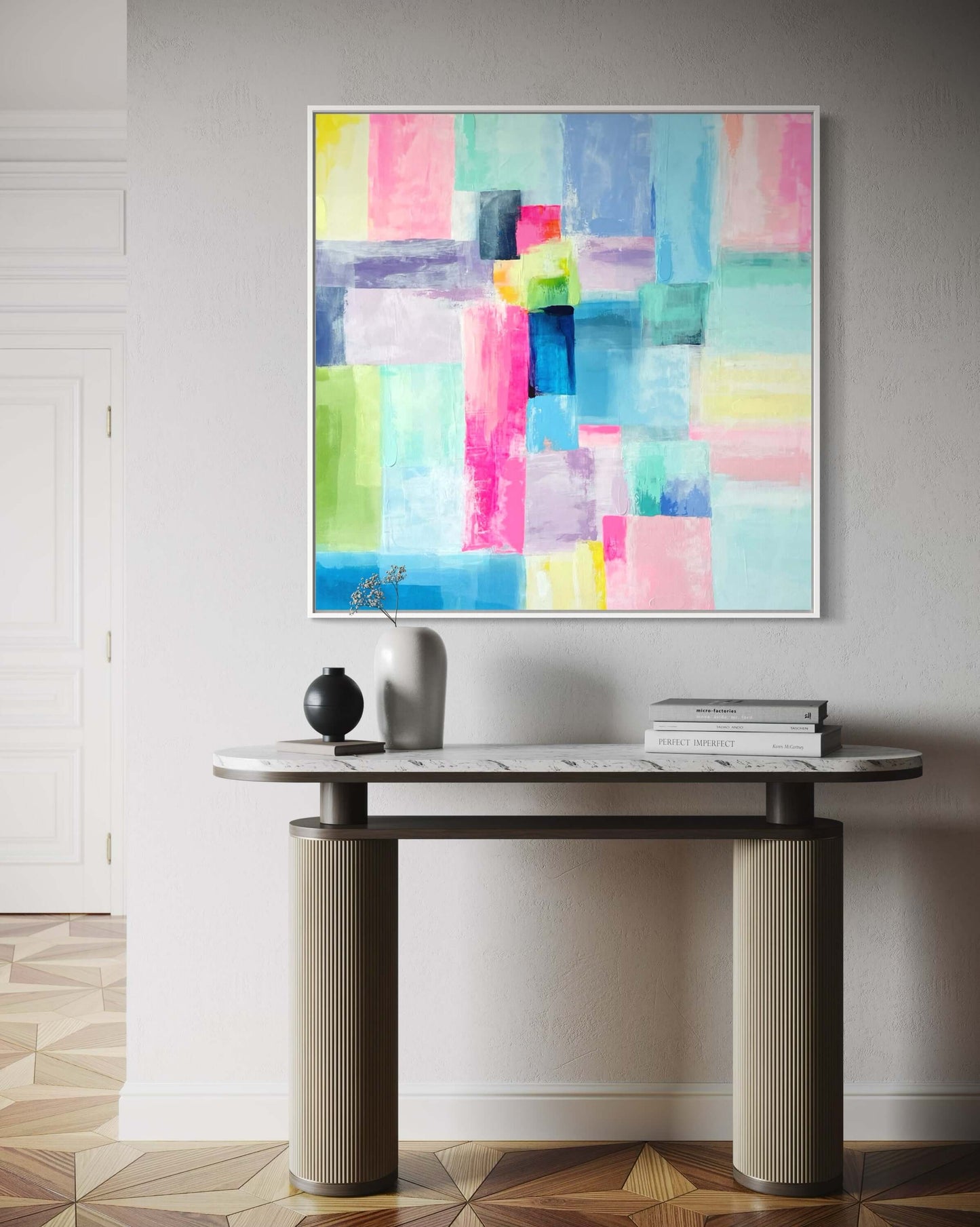 Jelly Donut, 36"x36" Original Abstract Preppy Painting