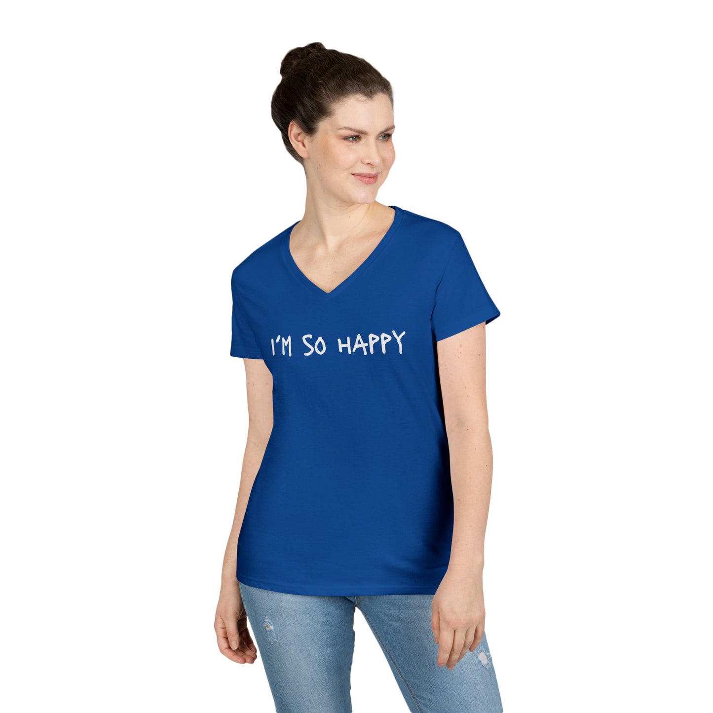 I'm So Happy, Ladies' V-Neck T-Shirt