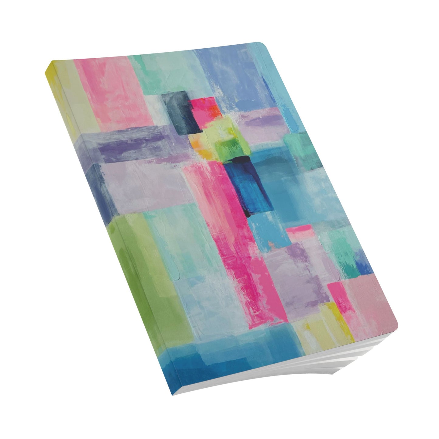 Colorful softcover journal with abstract design, perfect for note-taking in a grand millennial preppy style using original abstract art titled  jelly donut by Sarah Henry